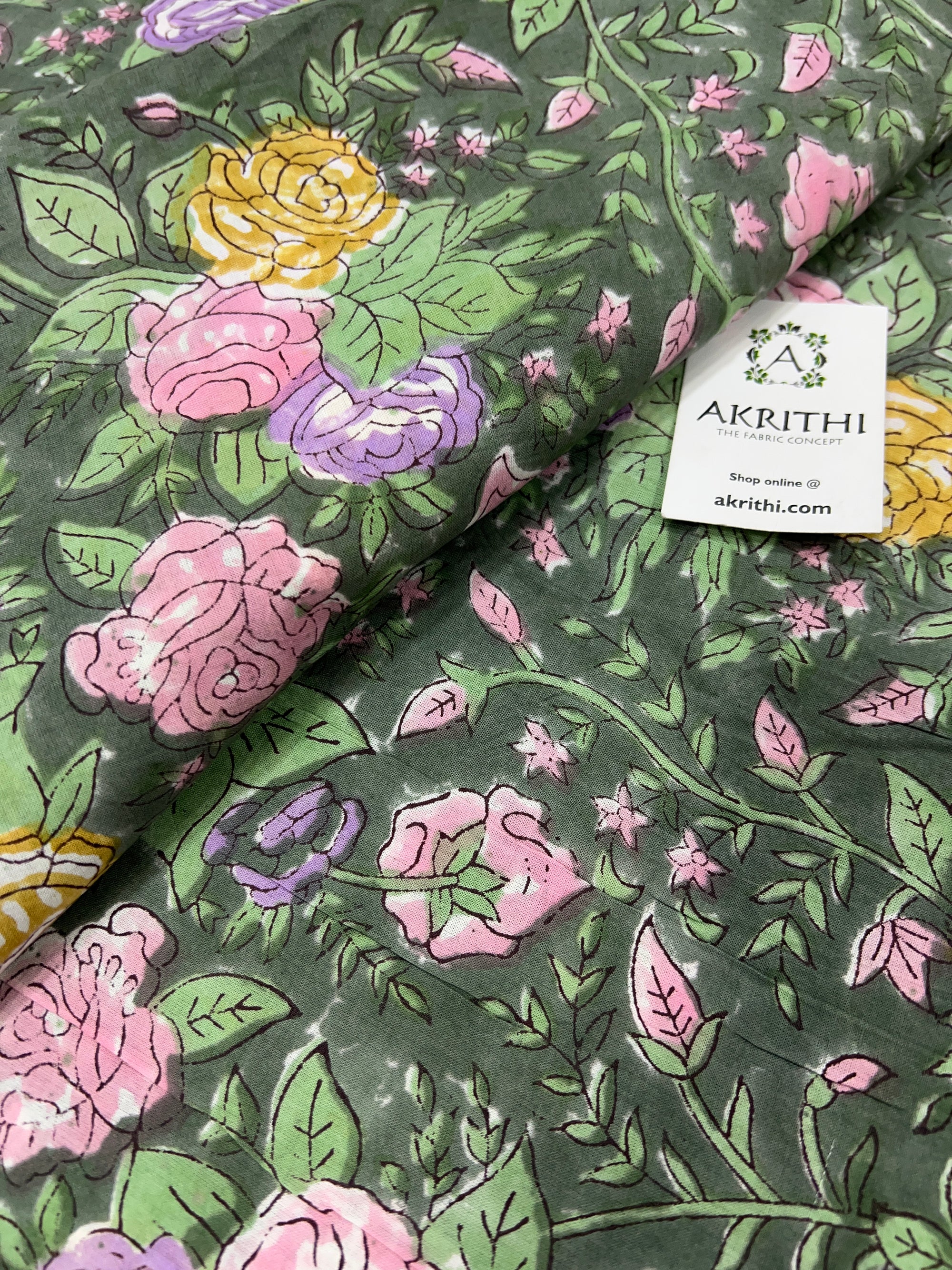 Hand block Printed pure cotton fabric
