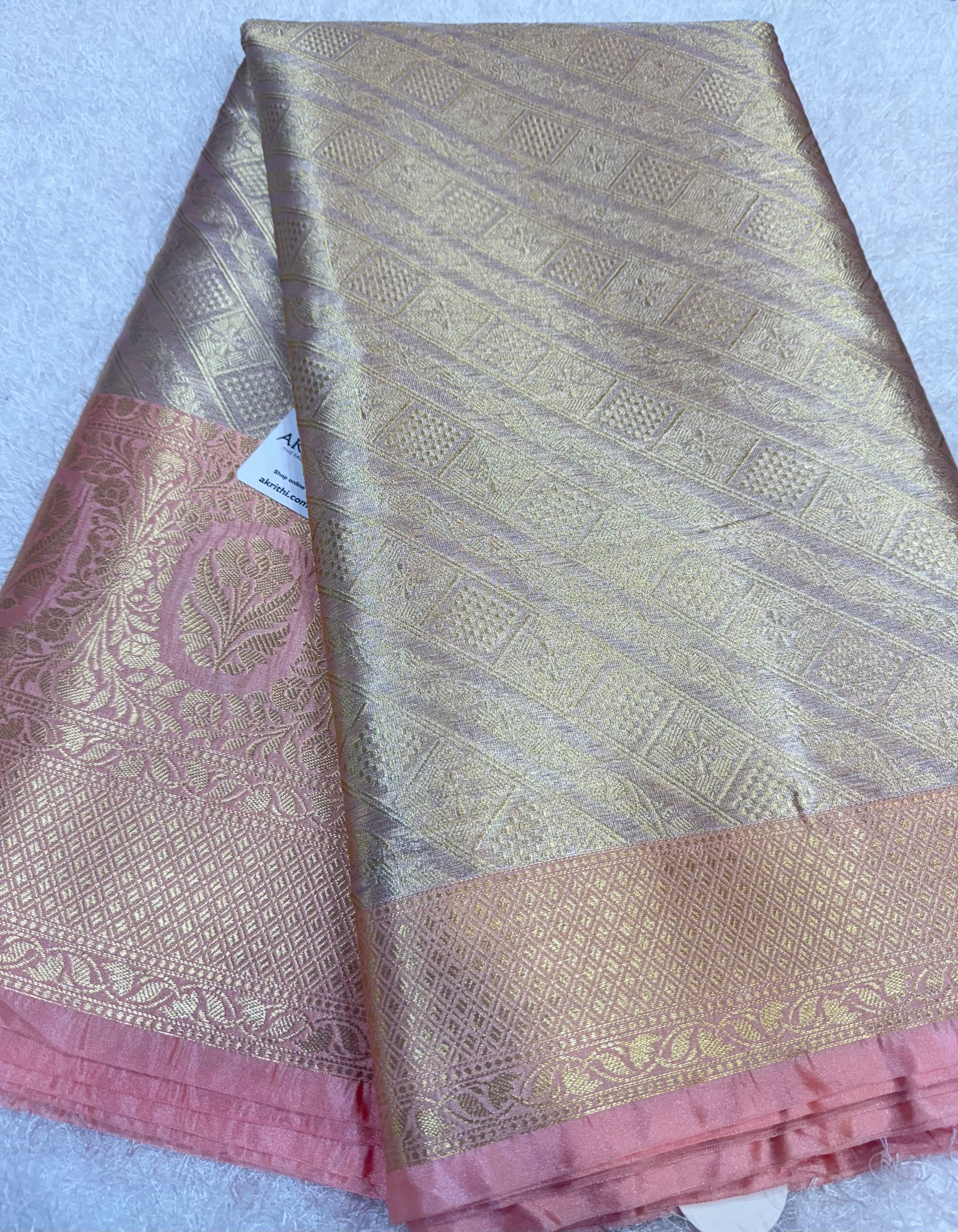 Pure Banarasi brocade fabric with border