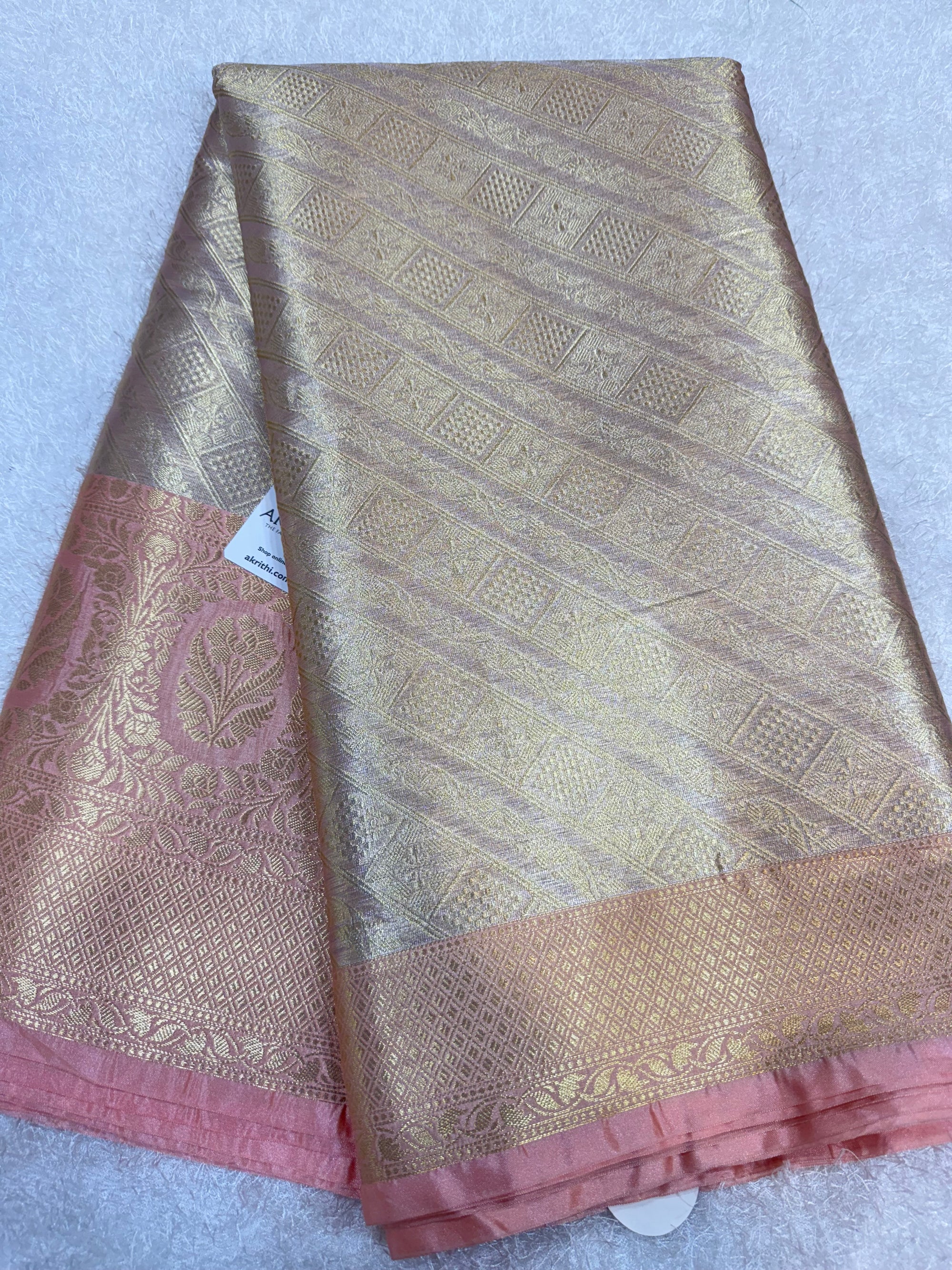 Pure Banarasi brocade fabric with border