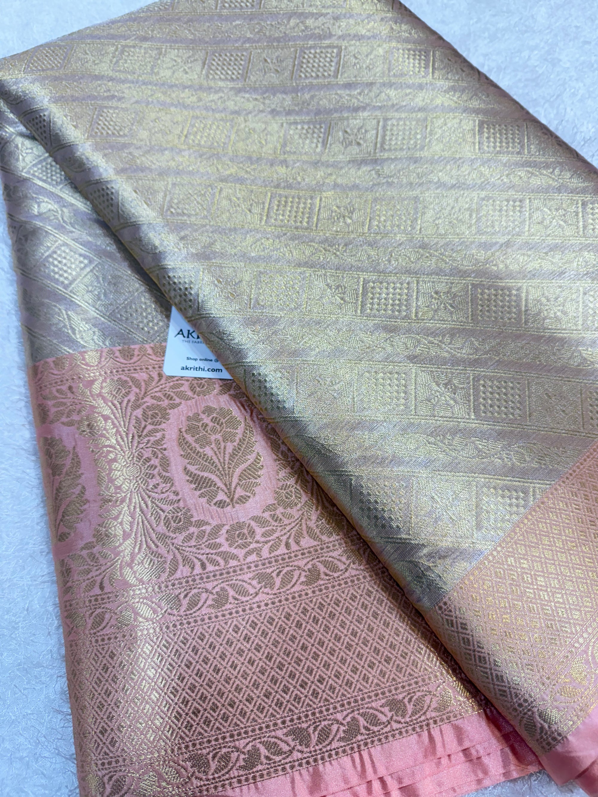Pure Banarasi brocade fabric with border