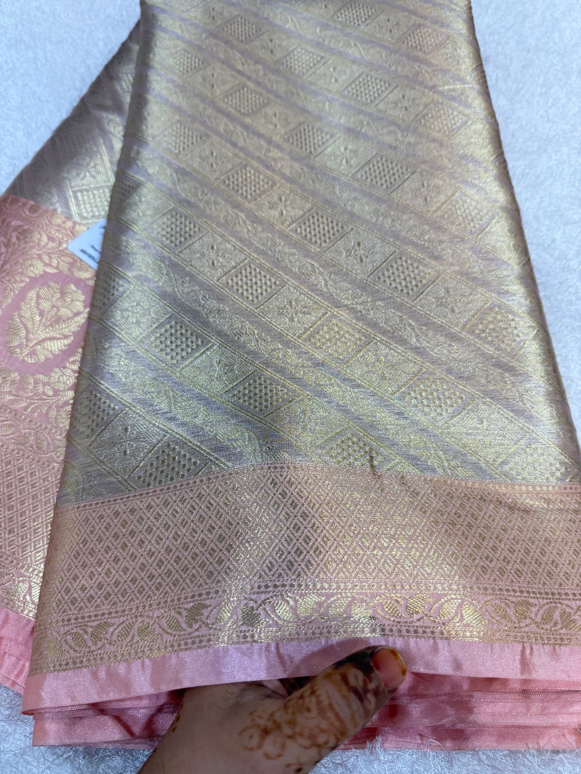 Pure Banarasi brocade fabric with border
