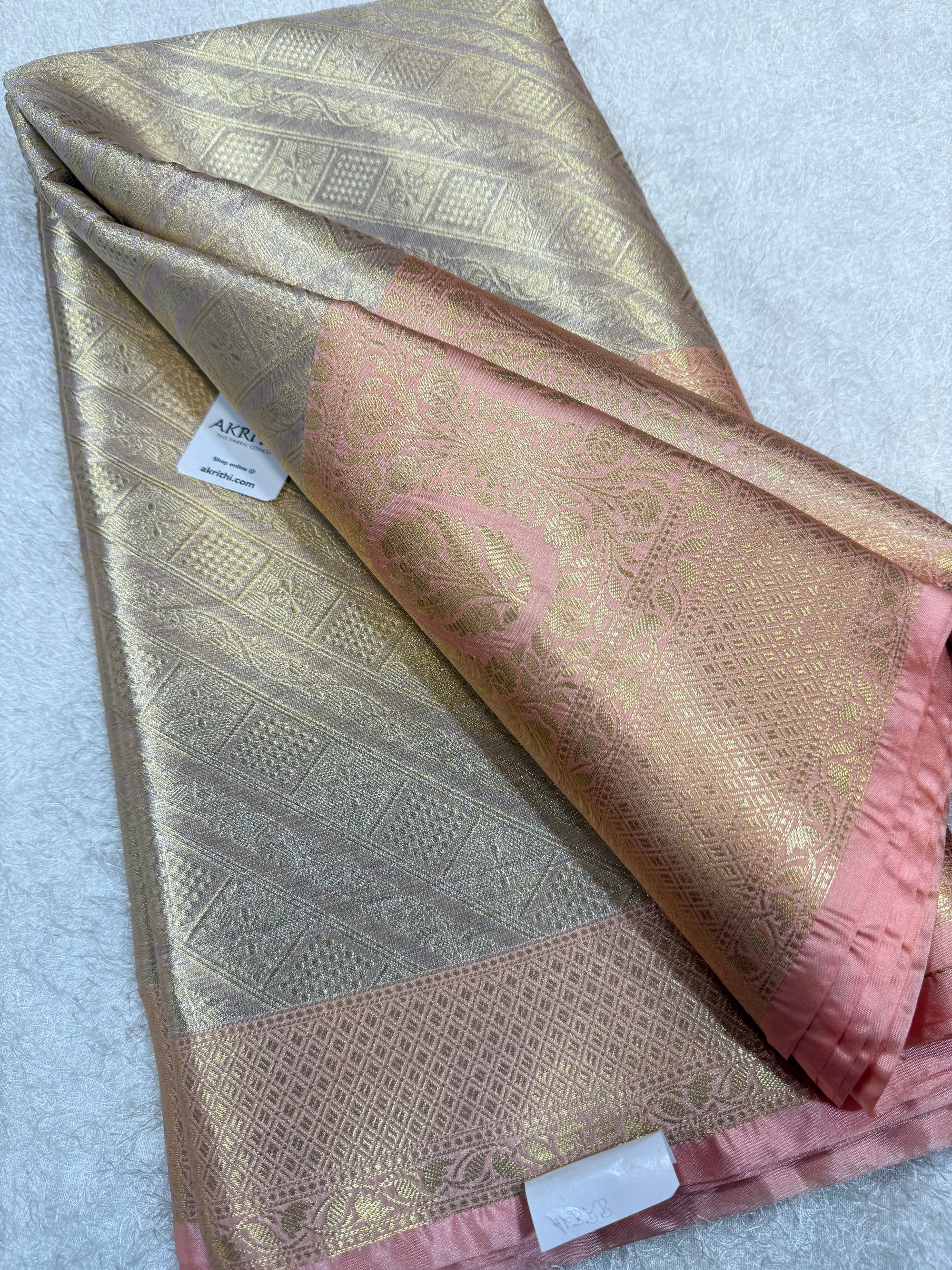 Pure Banarasi brocade fabric with border