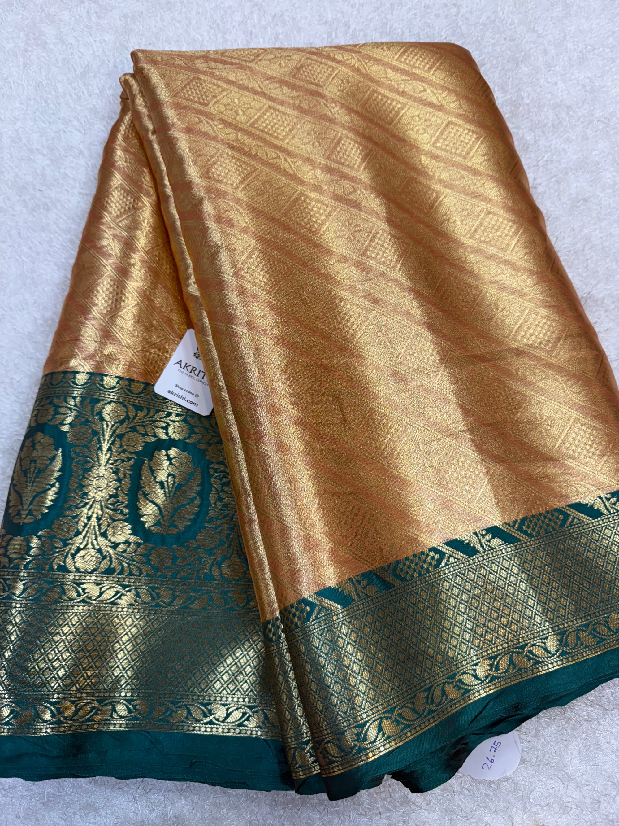 Pure Banarasi brocade fabric with border