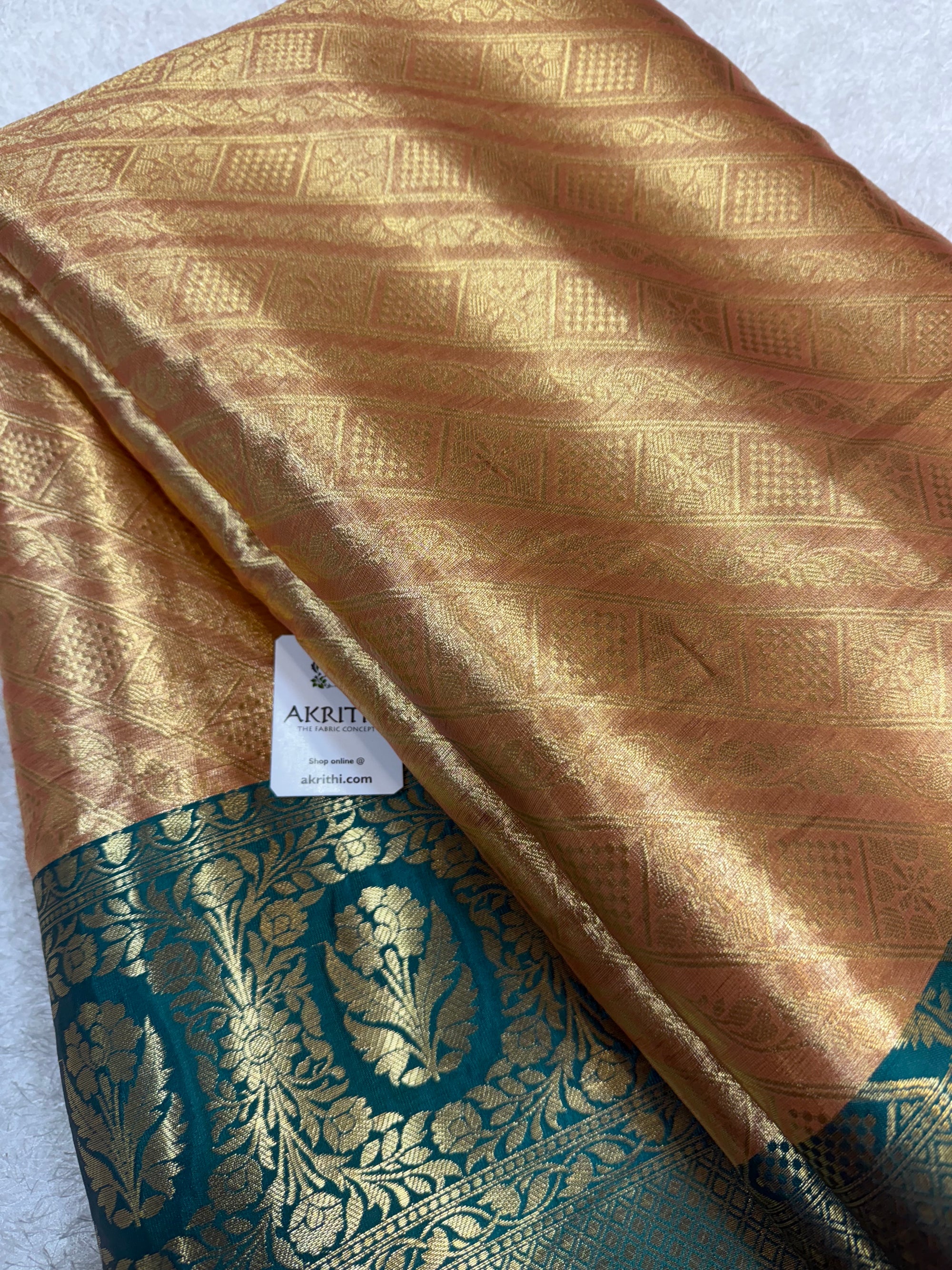 Pure Banarasi brocade fabric with border
