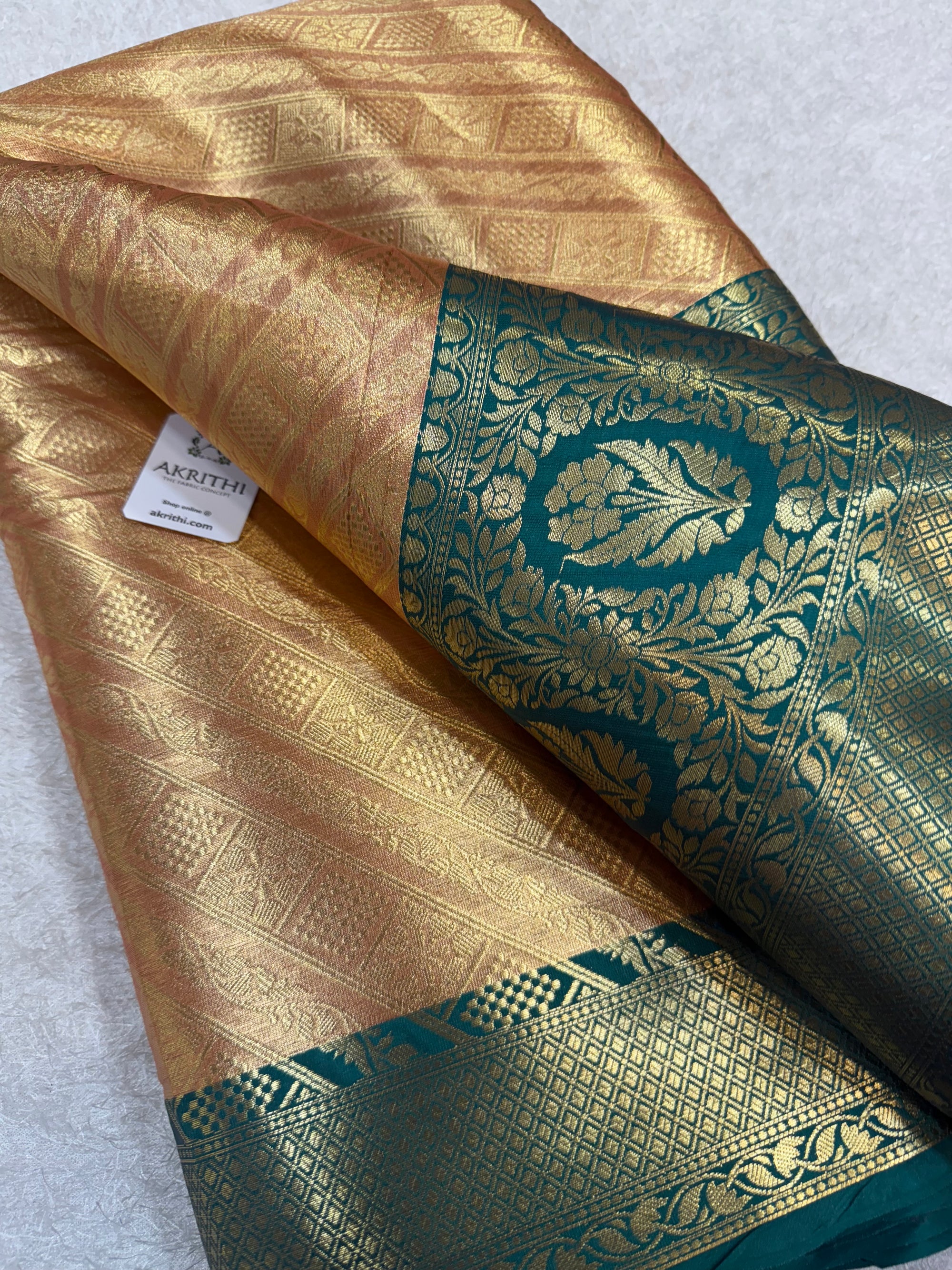 Pure Banarasi brocade fabric with border