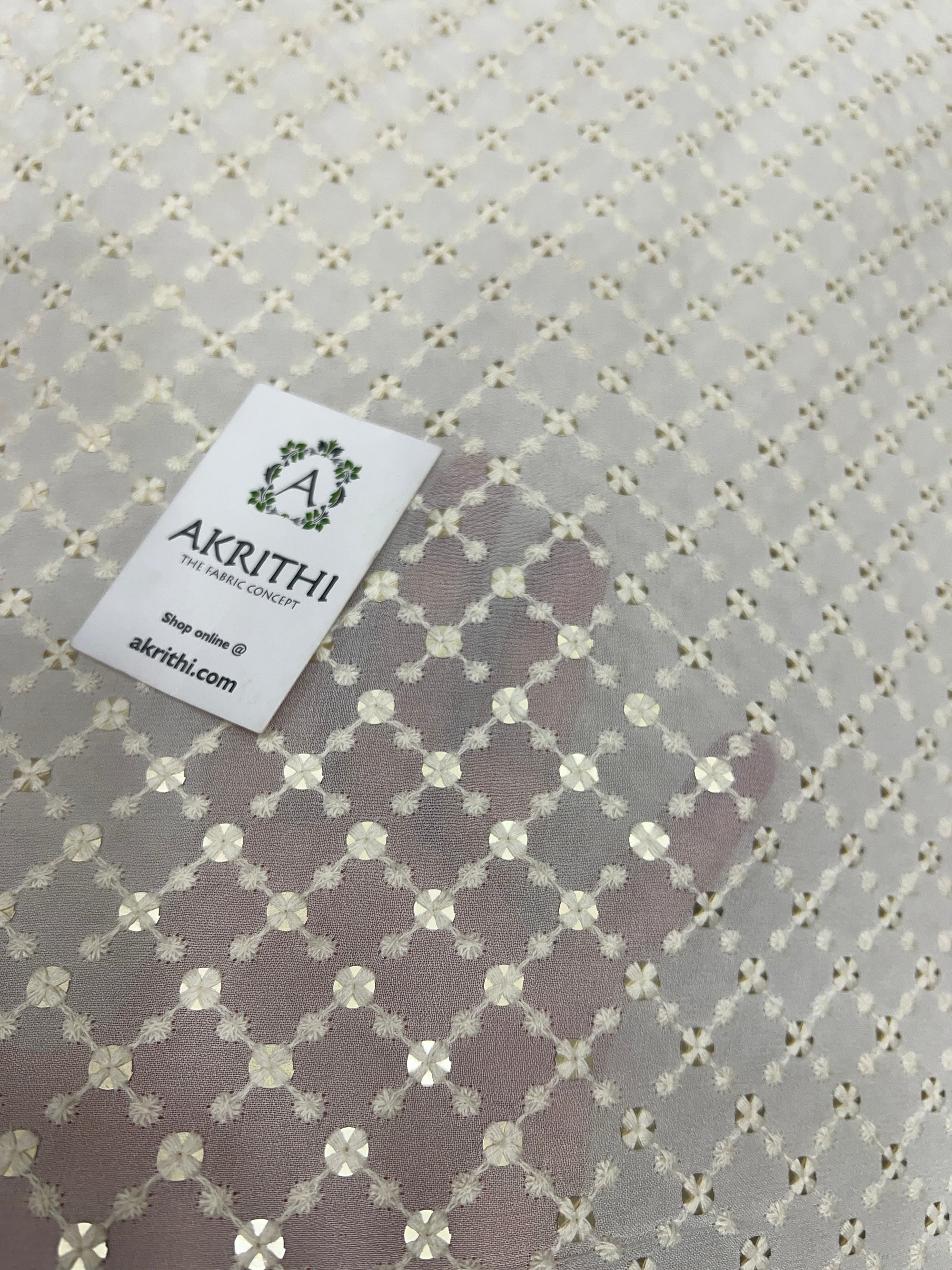 Dyeable embroidered Georgette fabric