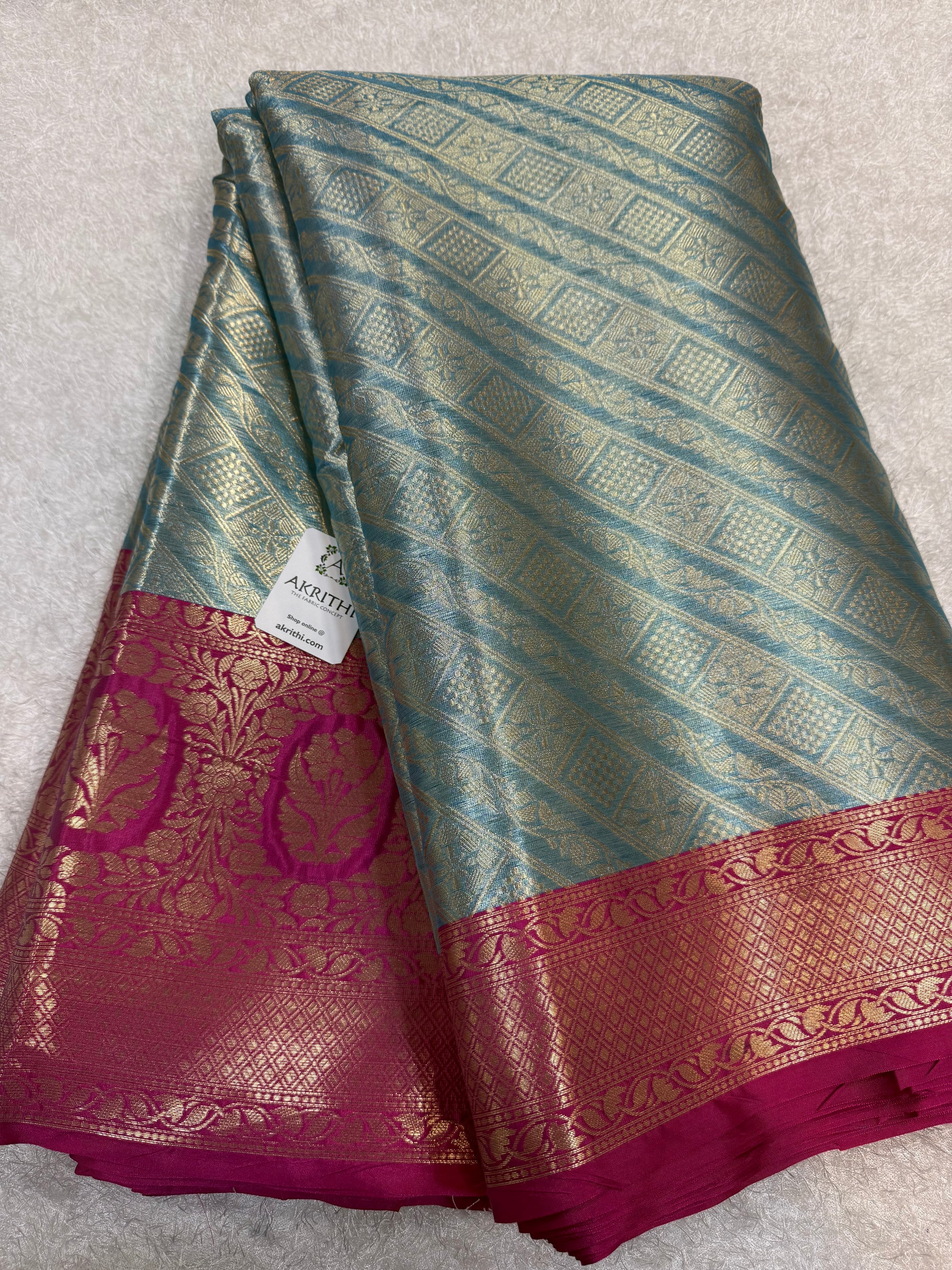 Pure Banarasi brocade fabric with border