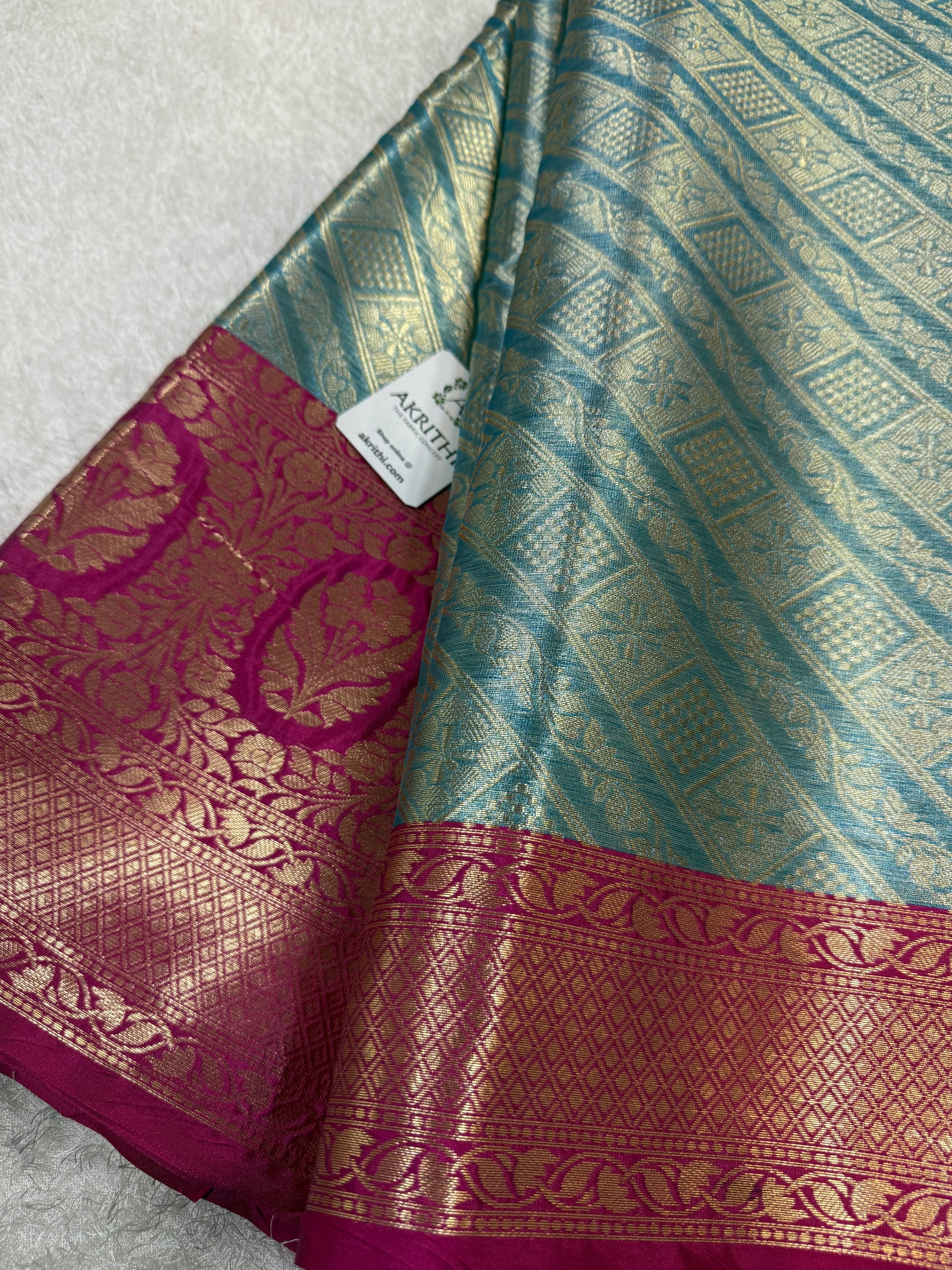 Pure Banarasi brocade fabric with border
