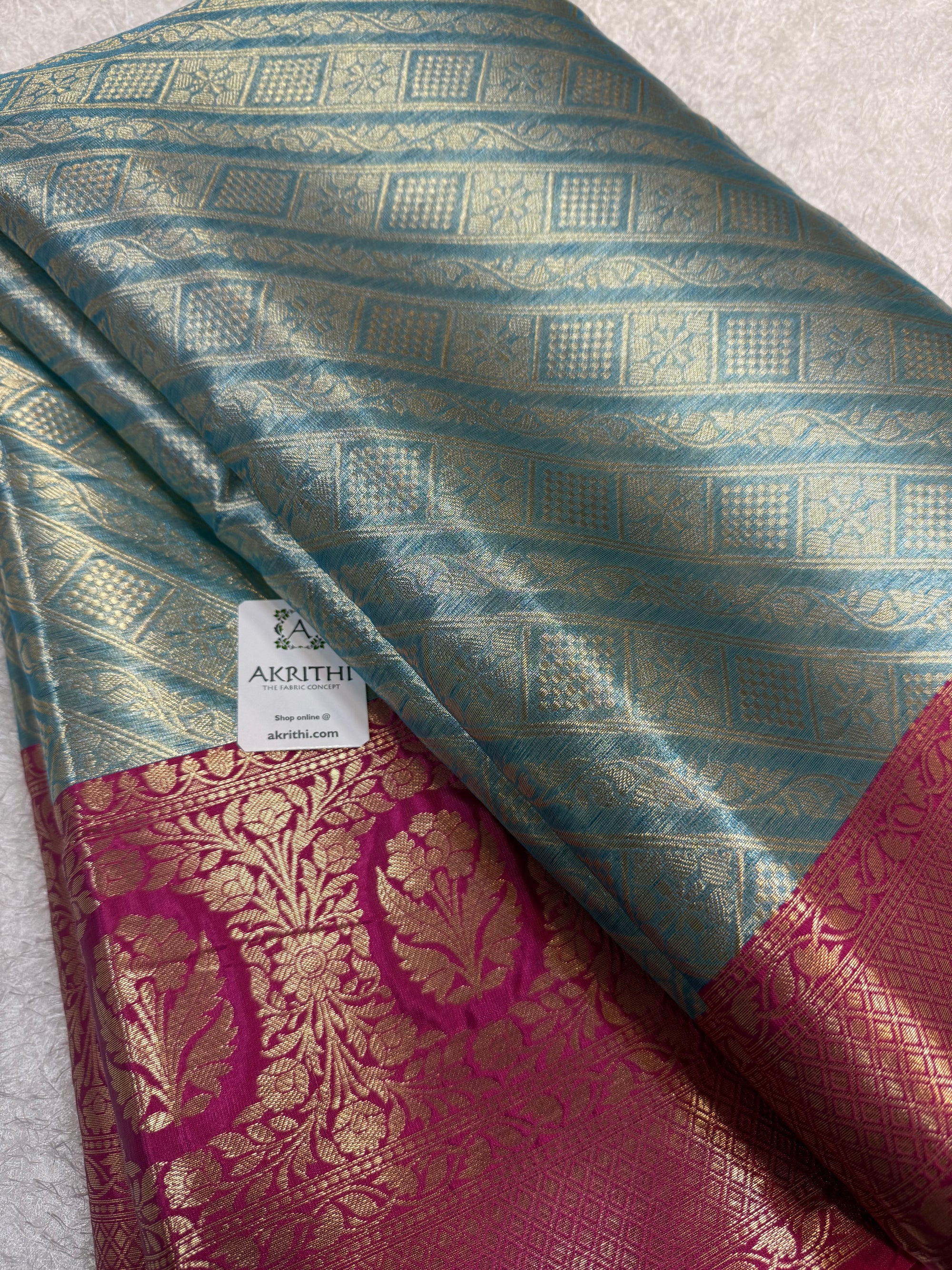 Pure Banarasi brocade fabric with border