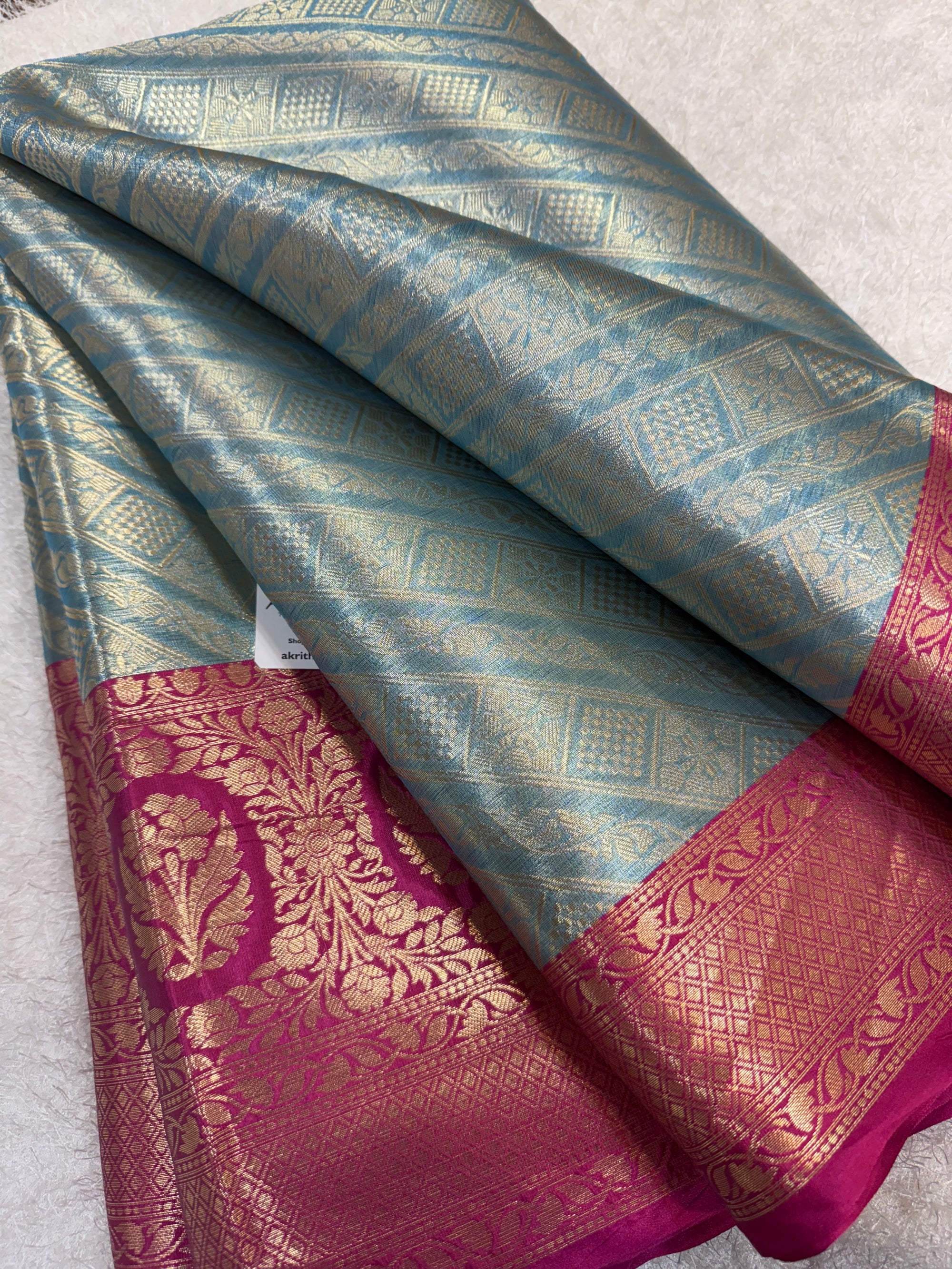 Pure Banarasi brocade fabric with border