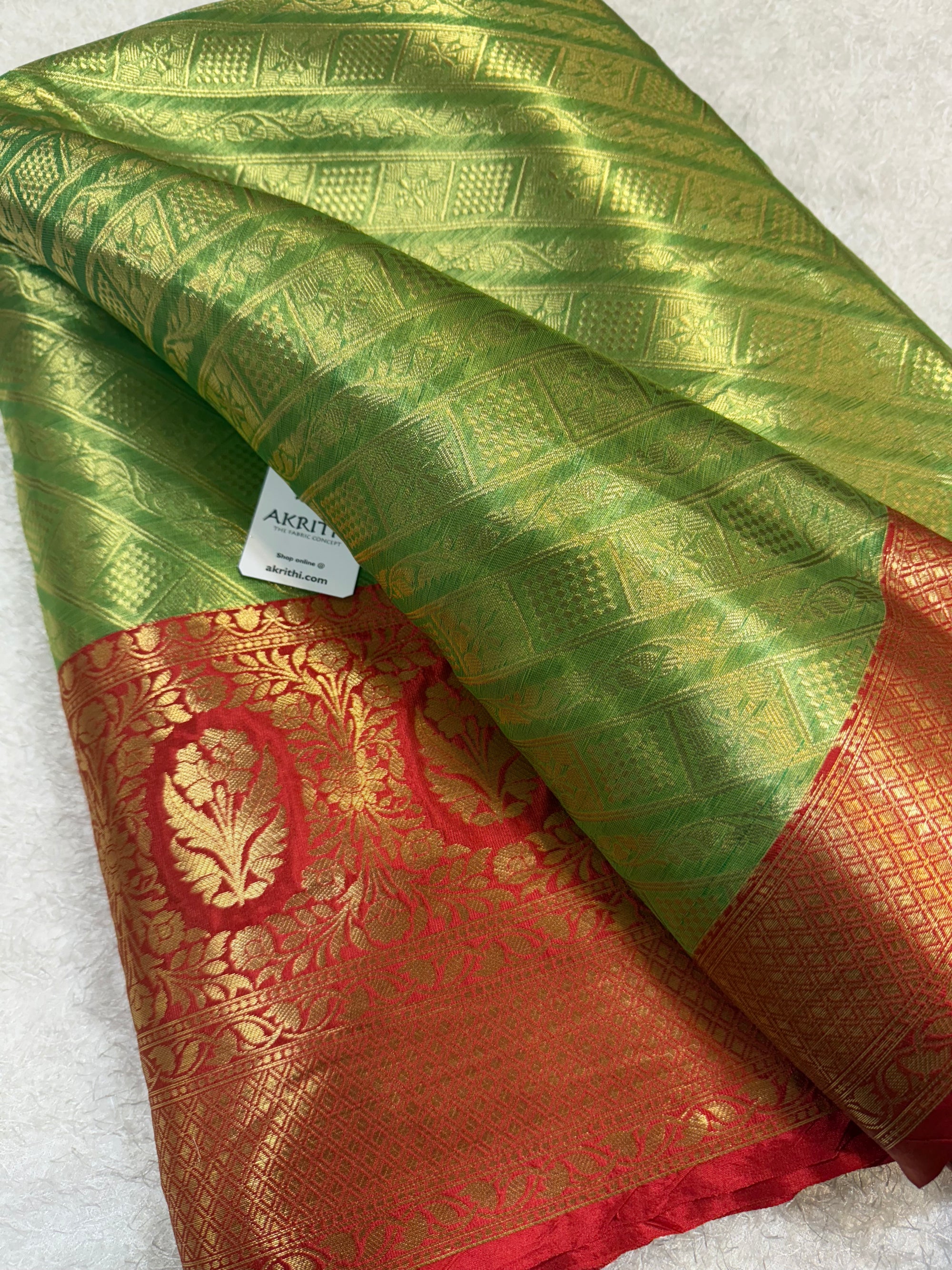 Pure Banarasi brocade fabric with border