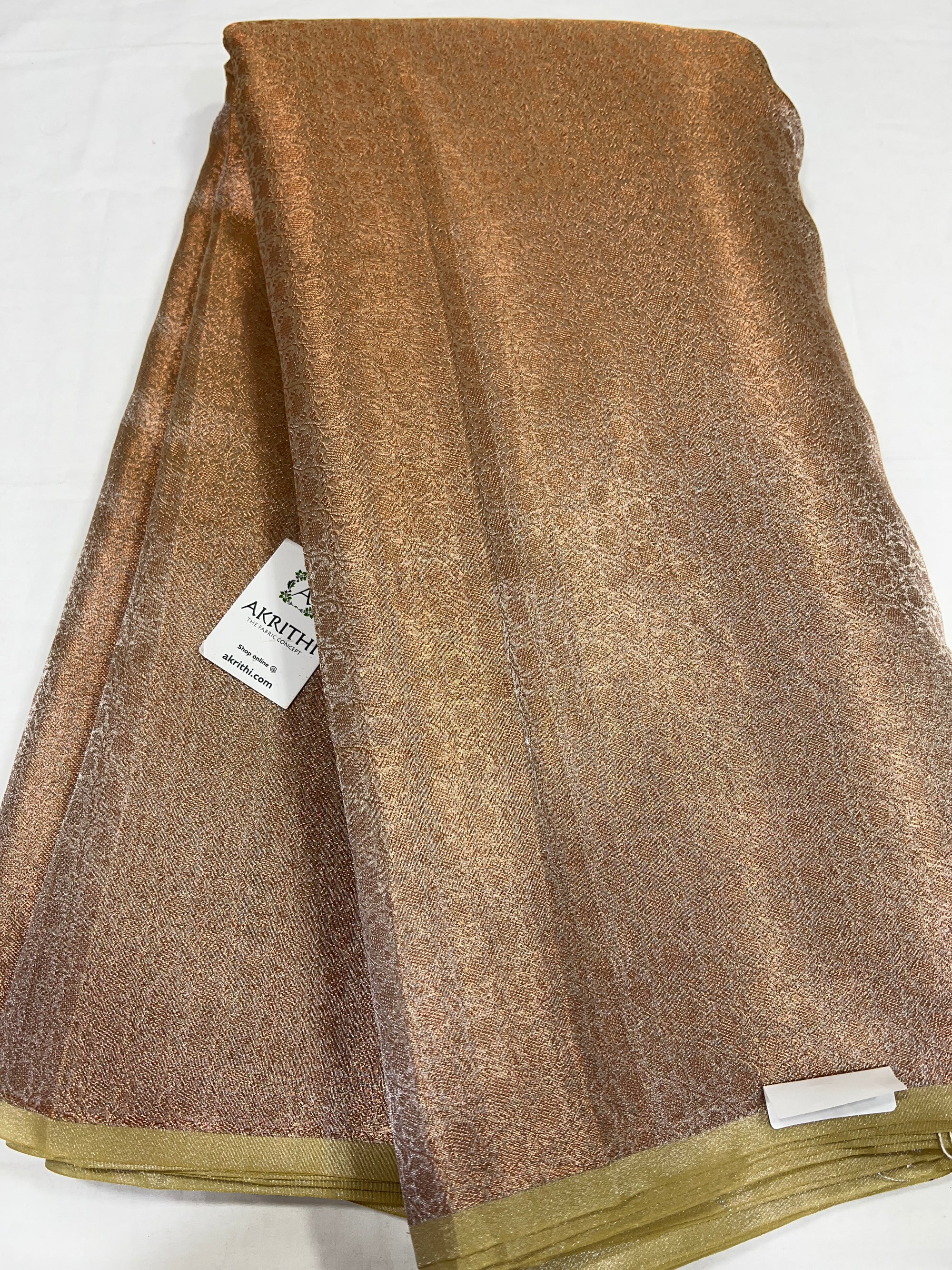 Copper Tissue Banarasi brocade fabric