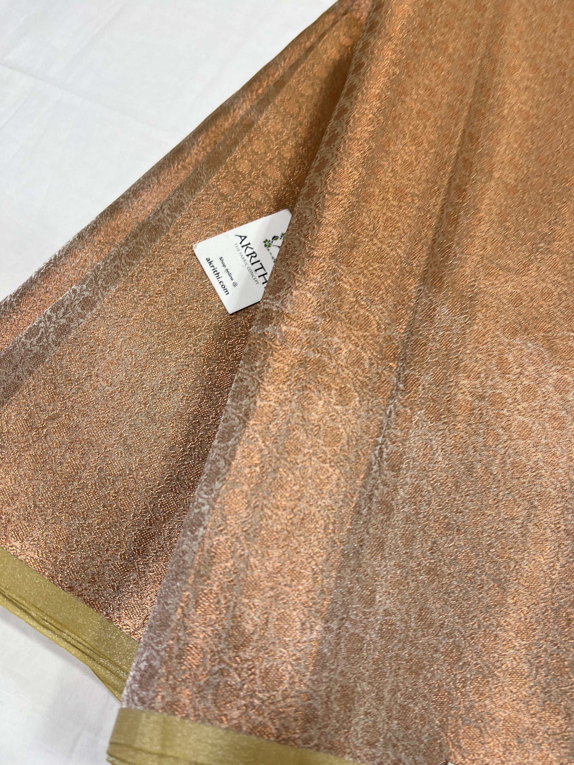 Copper Tissue Banarasi brocade fabric