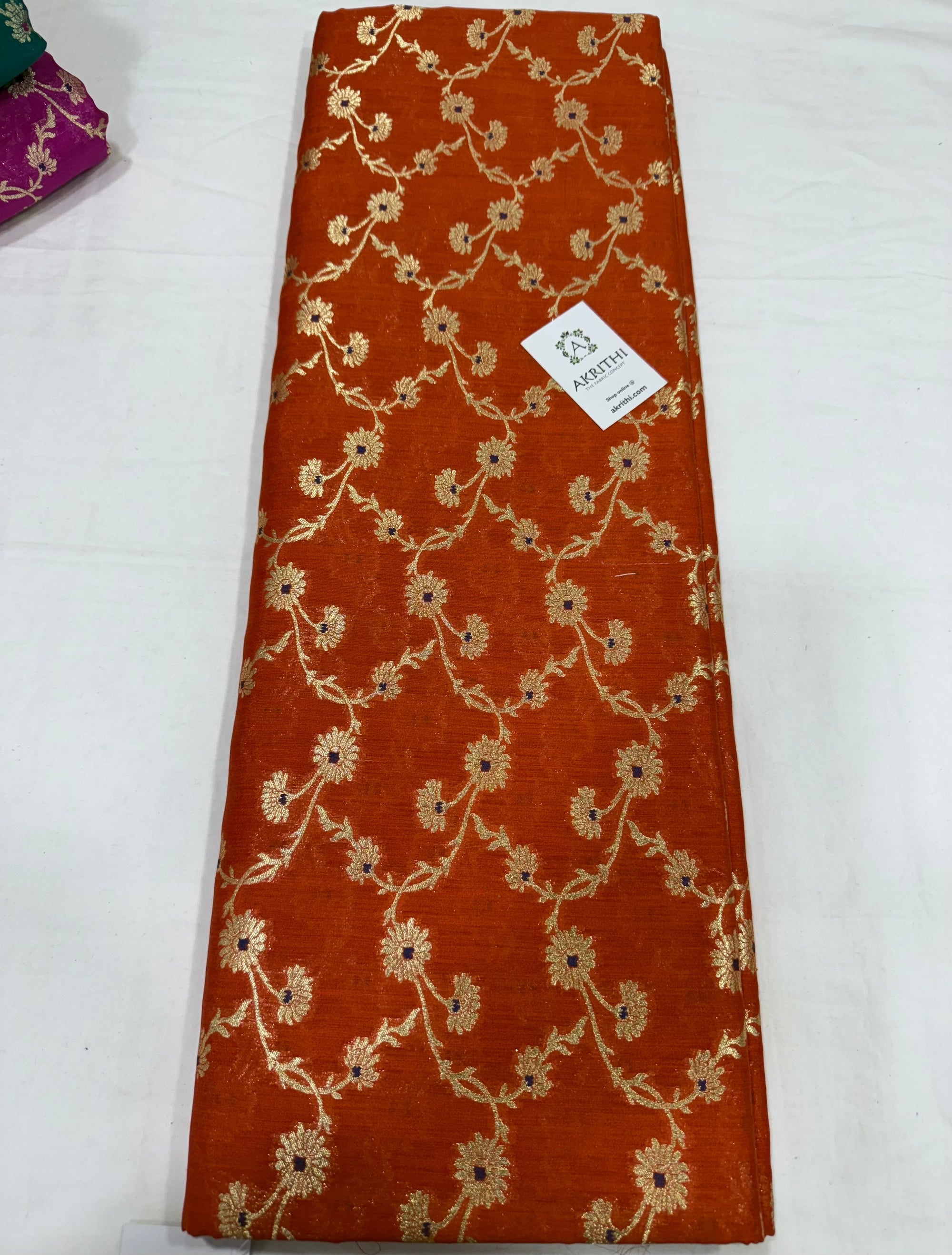 Pure dupion silk Banarasi brocade fabric 70 CM CUT