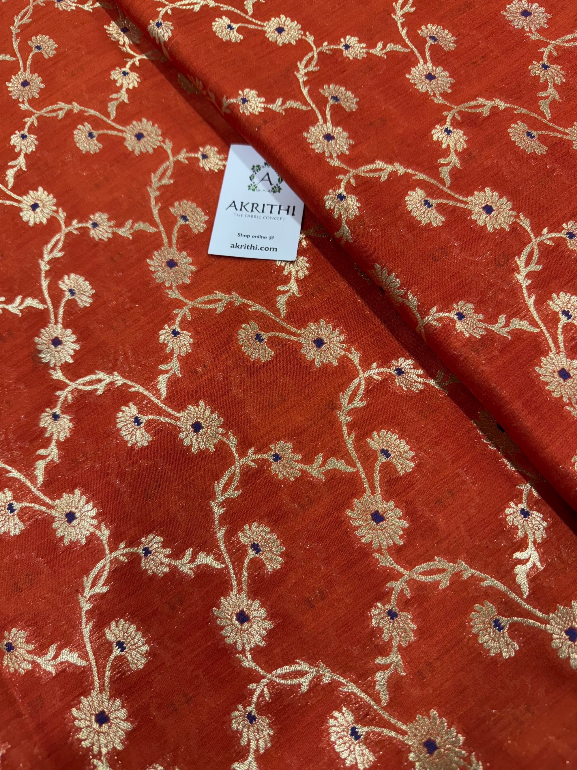 Pure dupion silk Banarasi brocade fabric 70 CM CUT