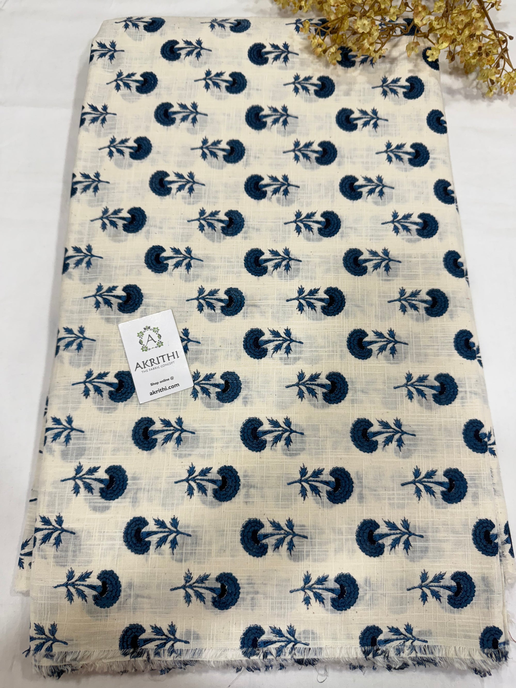 Printed pure slub cotton fabric