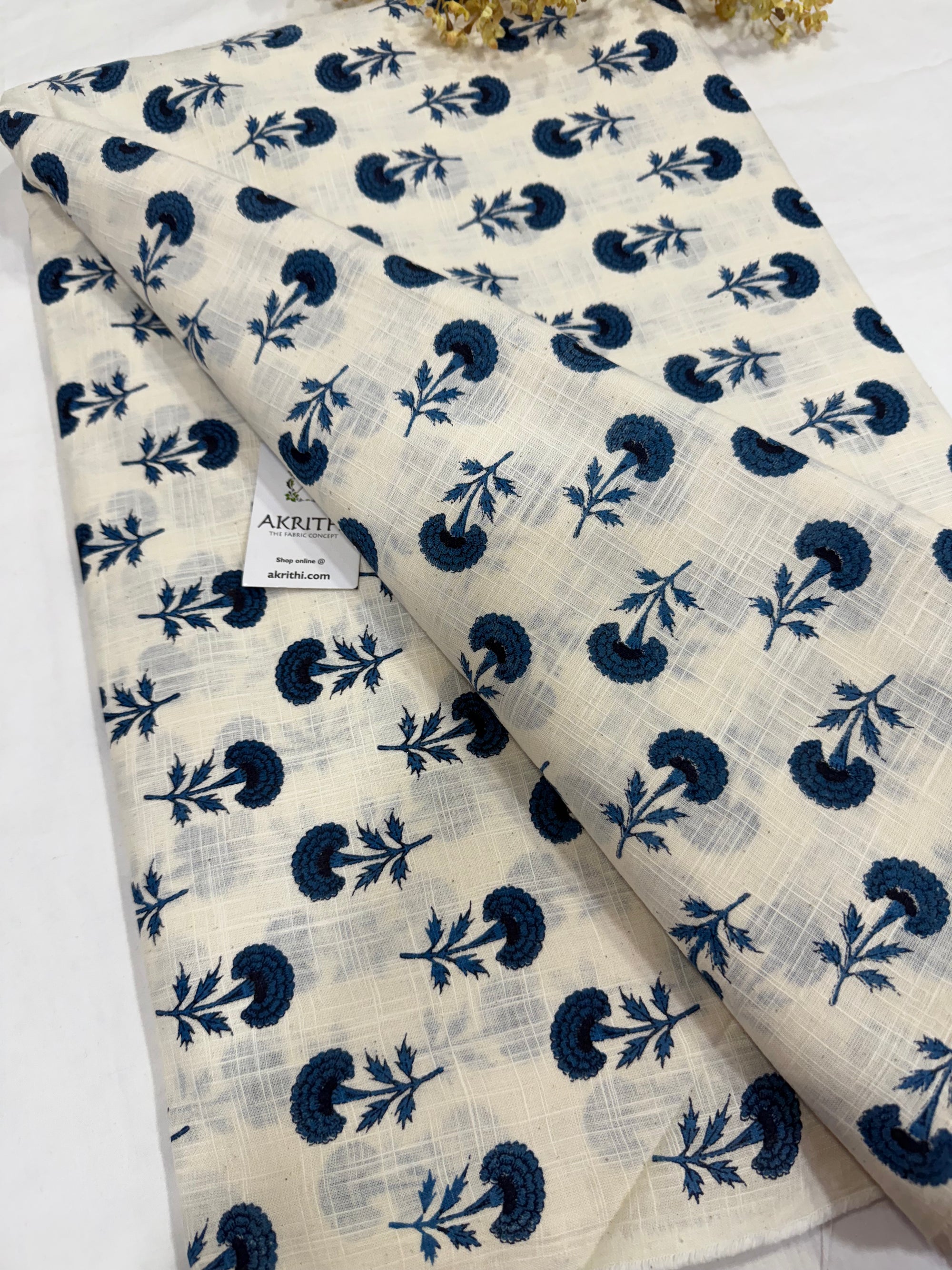 Printed pure slub cotton fabric