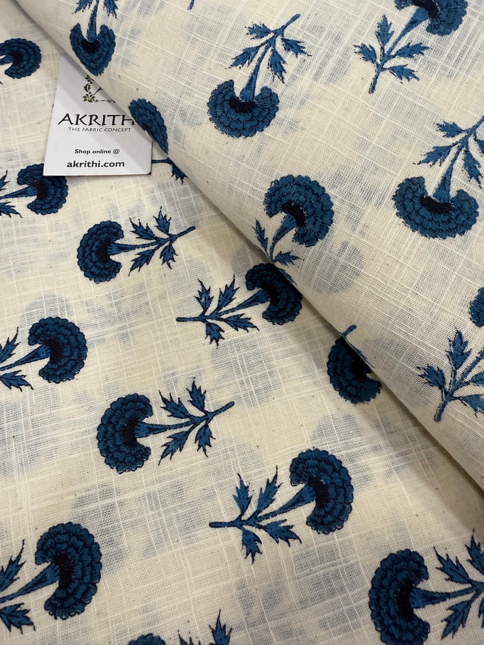Printed pure slub cotton fabric