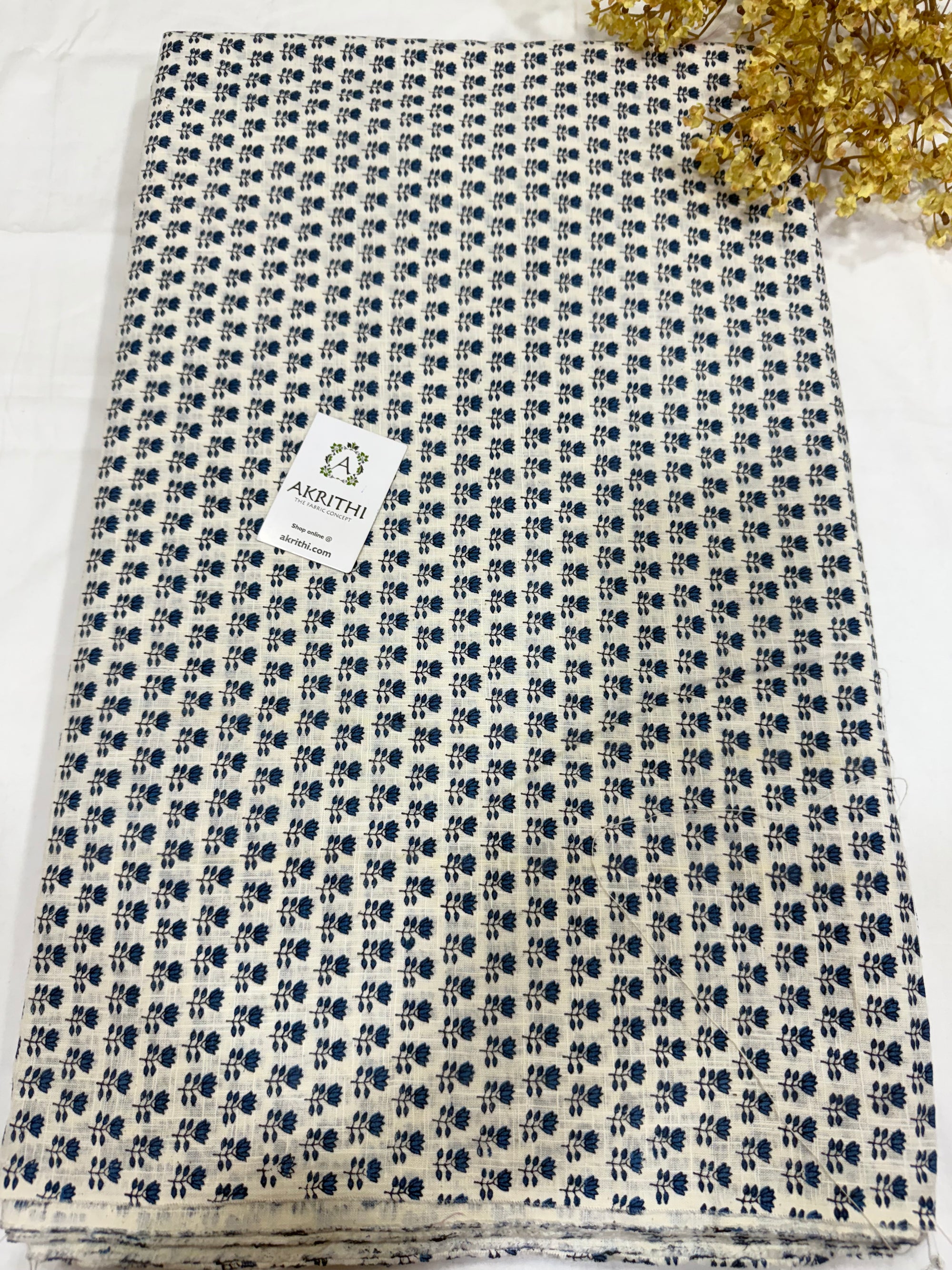 Printed pure slub cotton fabric