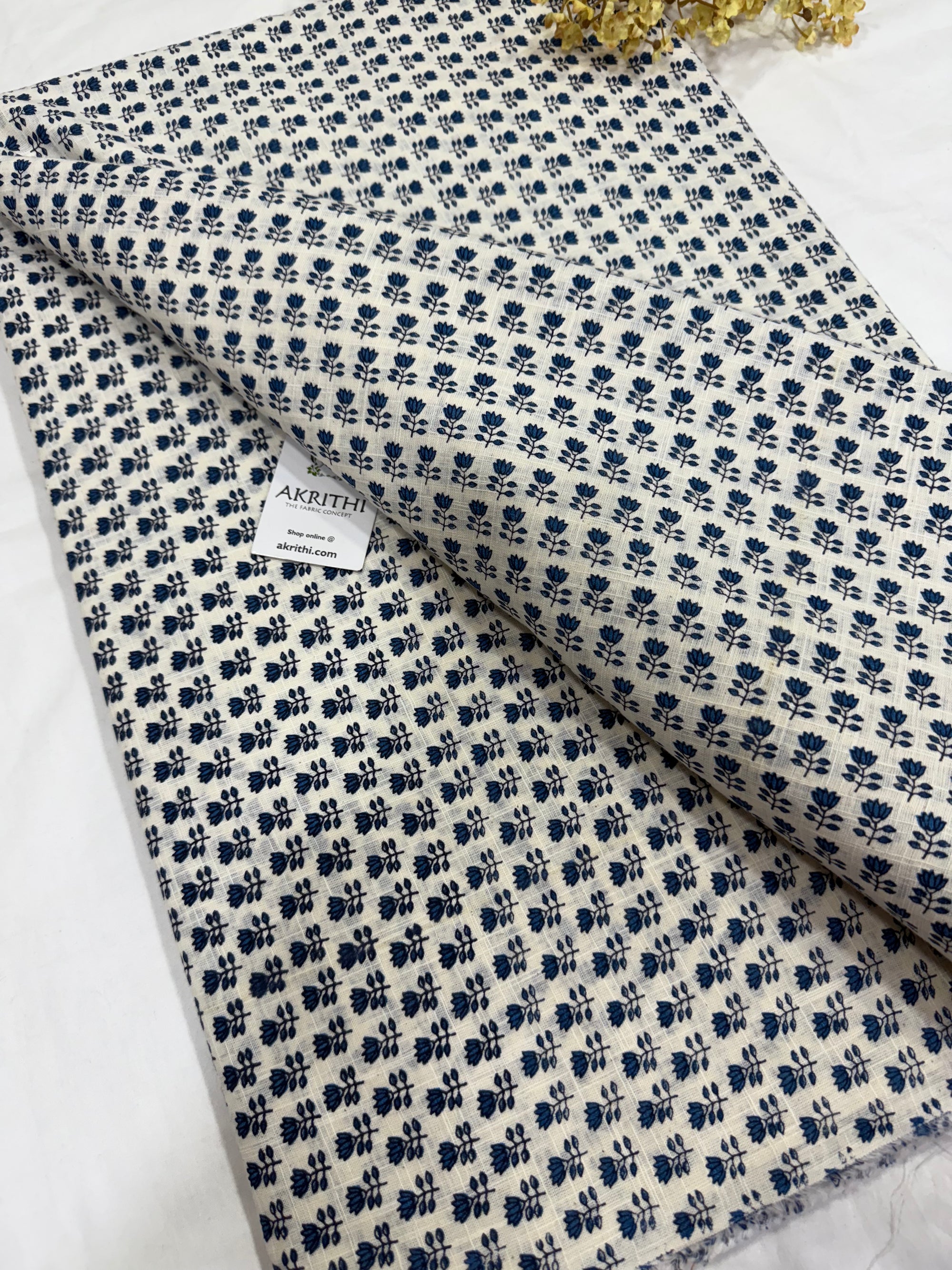 Printed pure slub cotton fabric