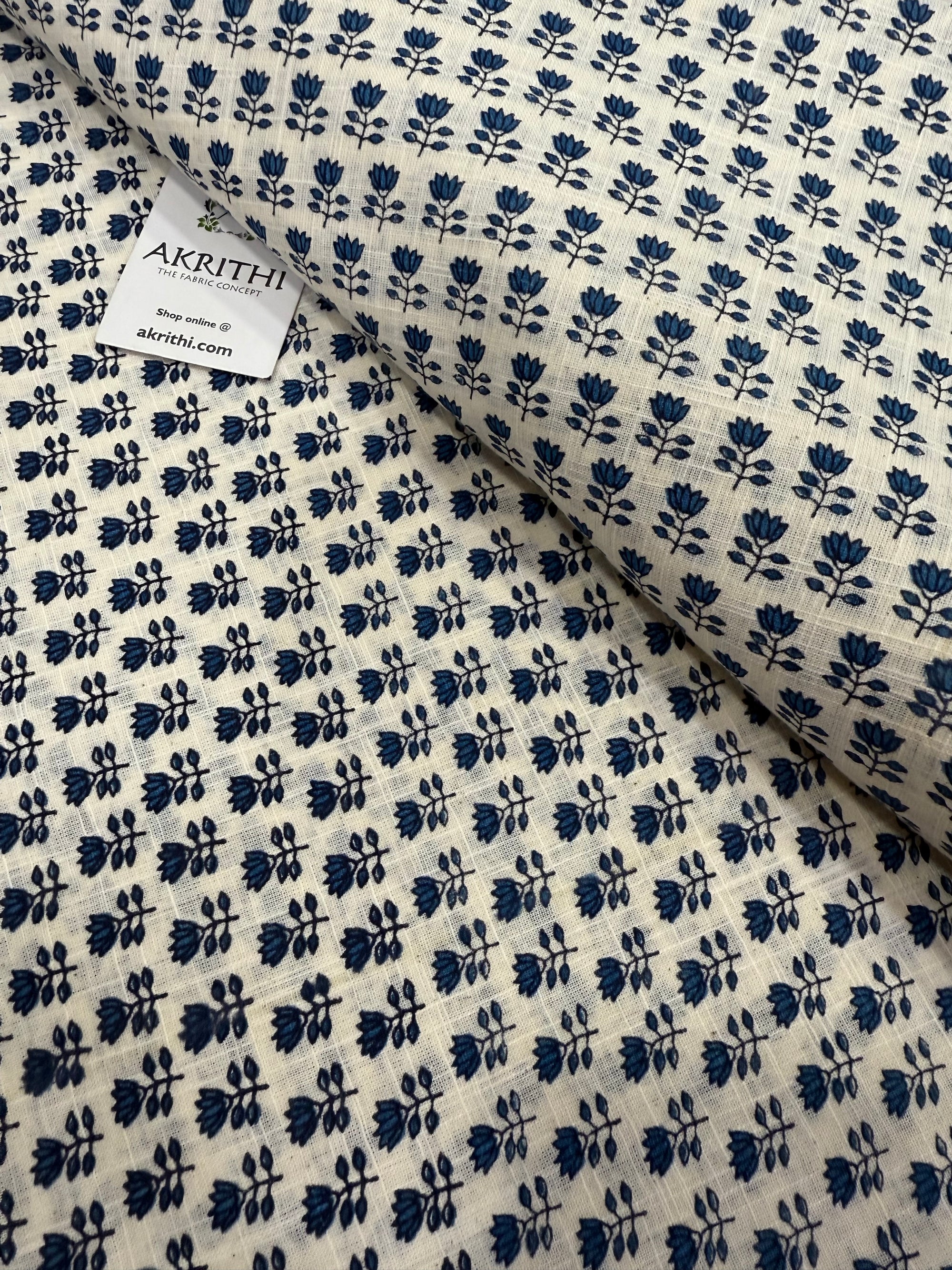 Printed pure slub cotton fabric