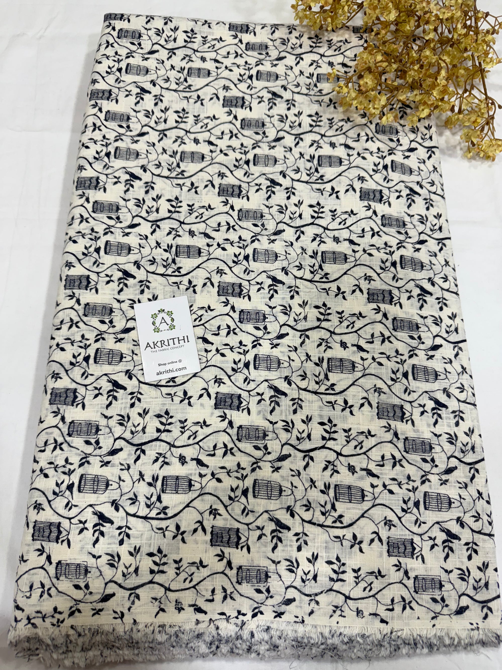 Printed pure slub cotton fabric