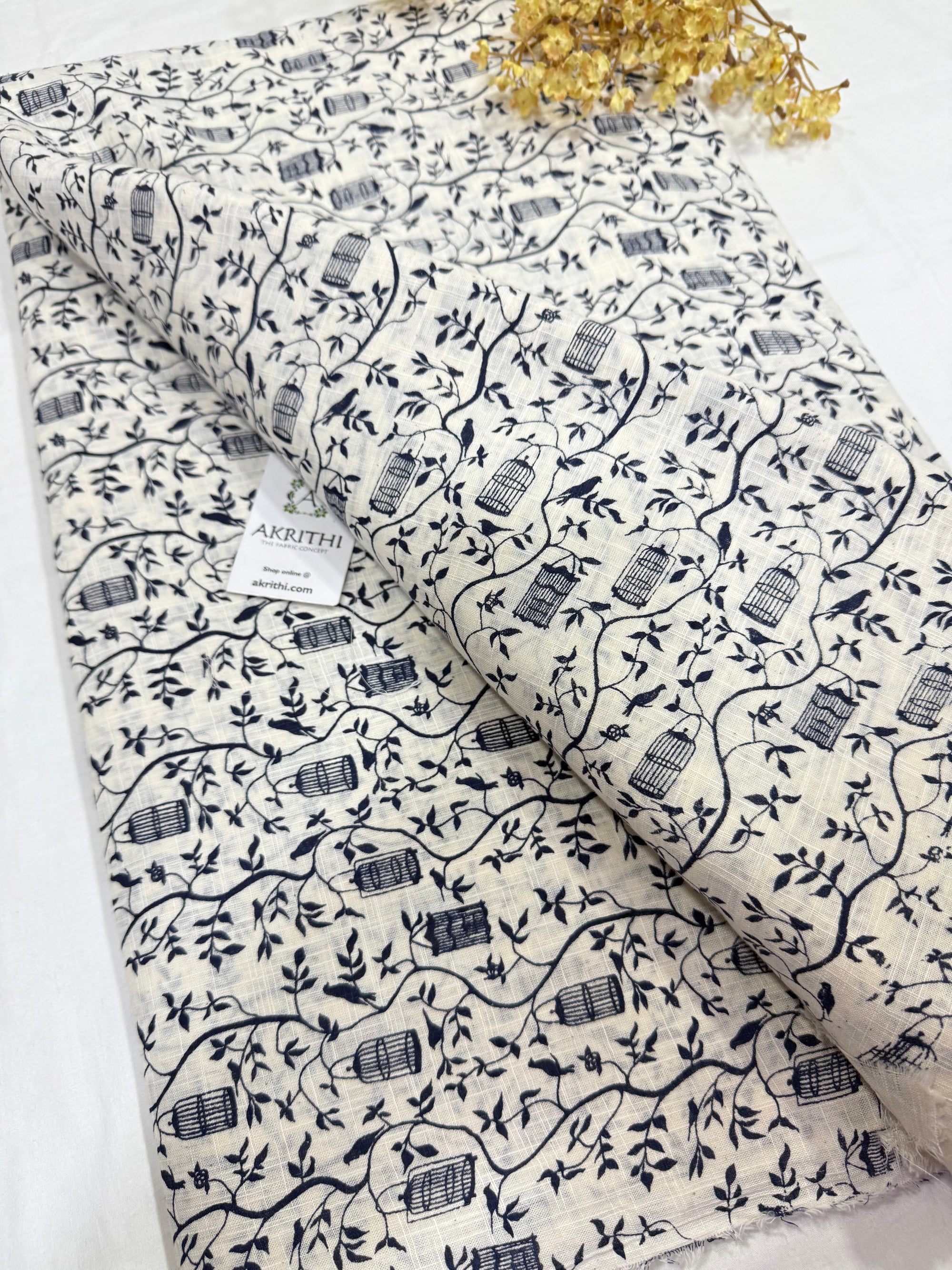 Printed pure slub cotton fabric
