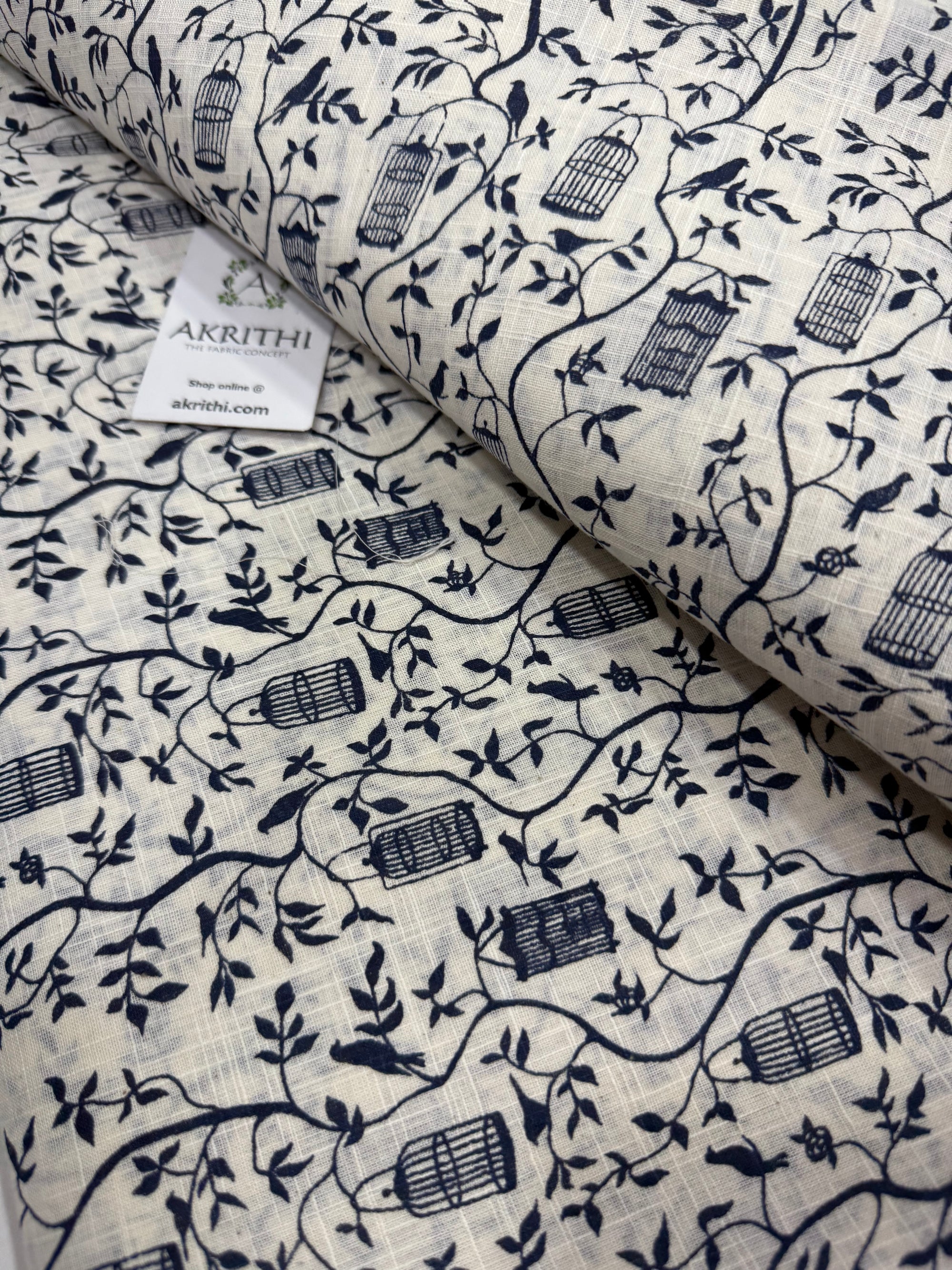 Printed pure slub cotton fabric
