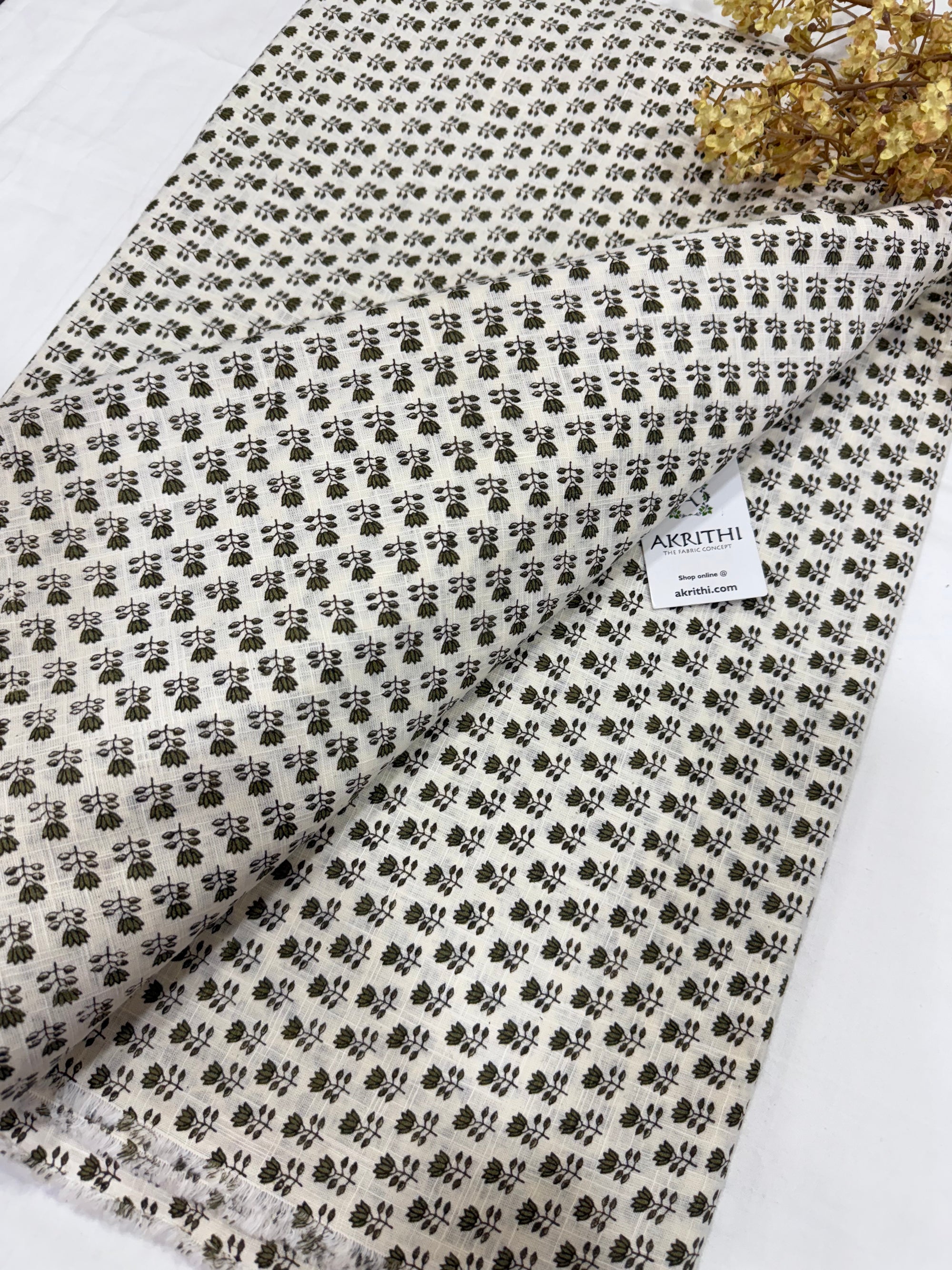 Printed pure slub cotton fabric