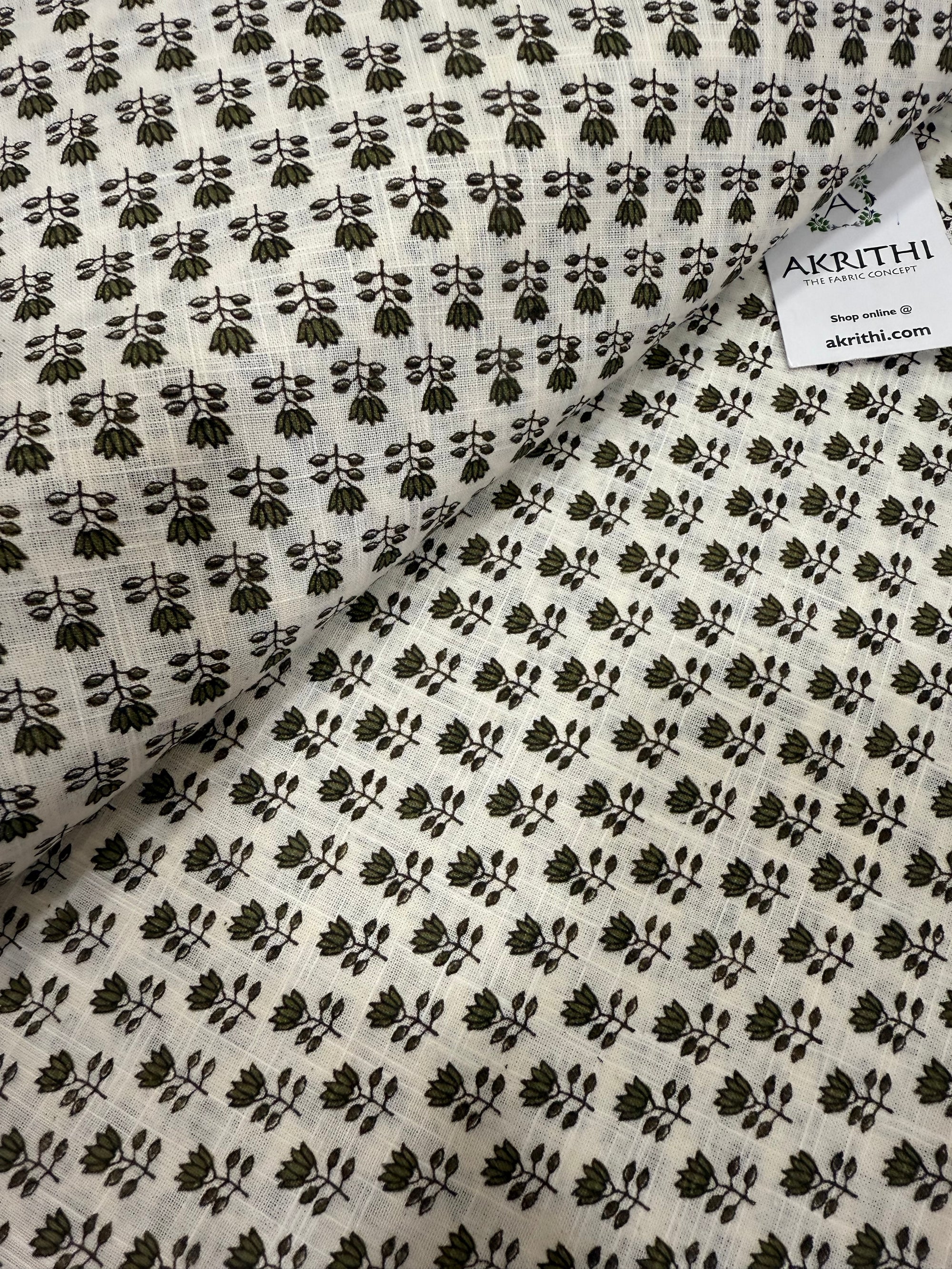 Printed pure slub cotton fabric
