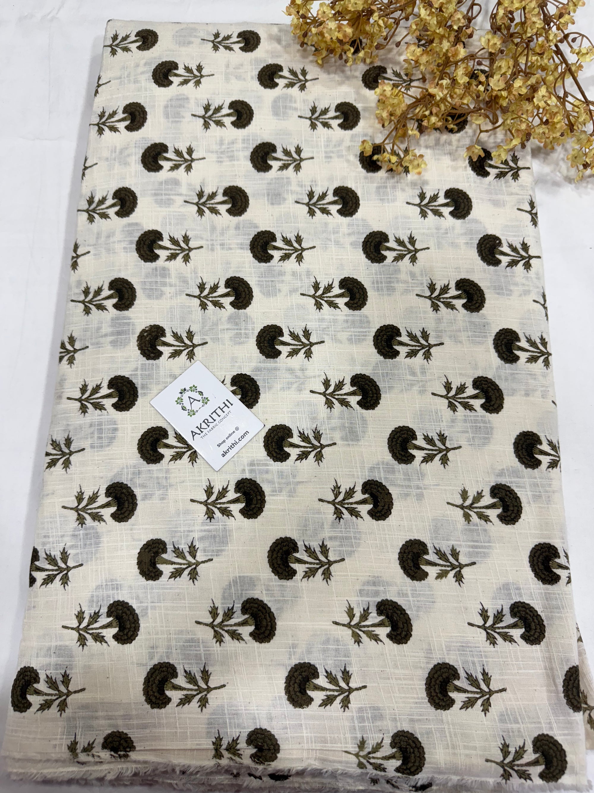 Printed pure slub cotton fabric
