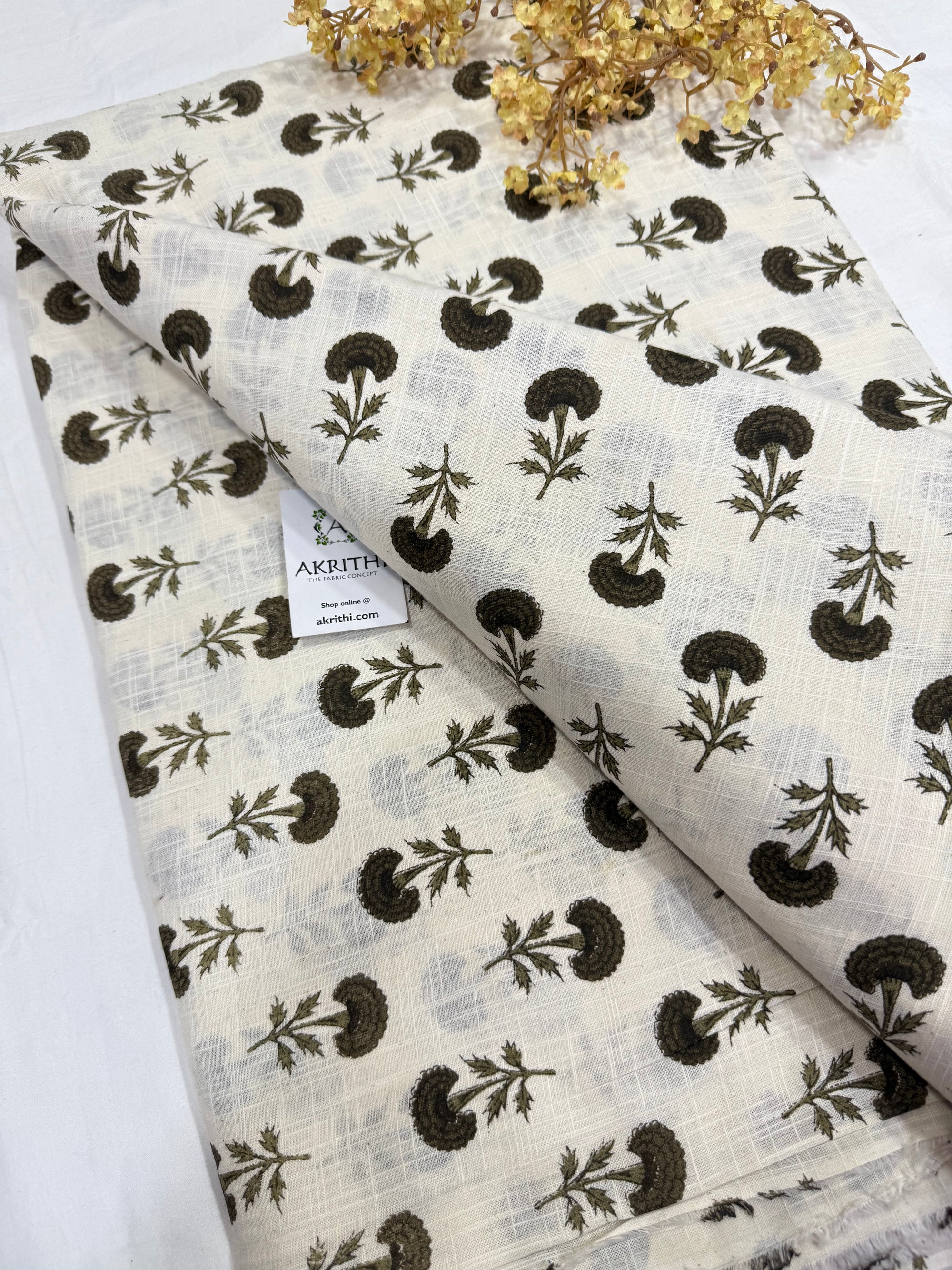 Printed pure slub cotton fabric