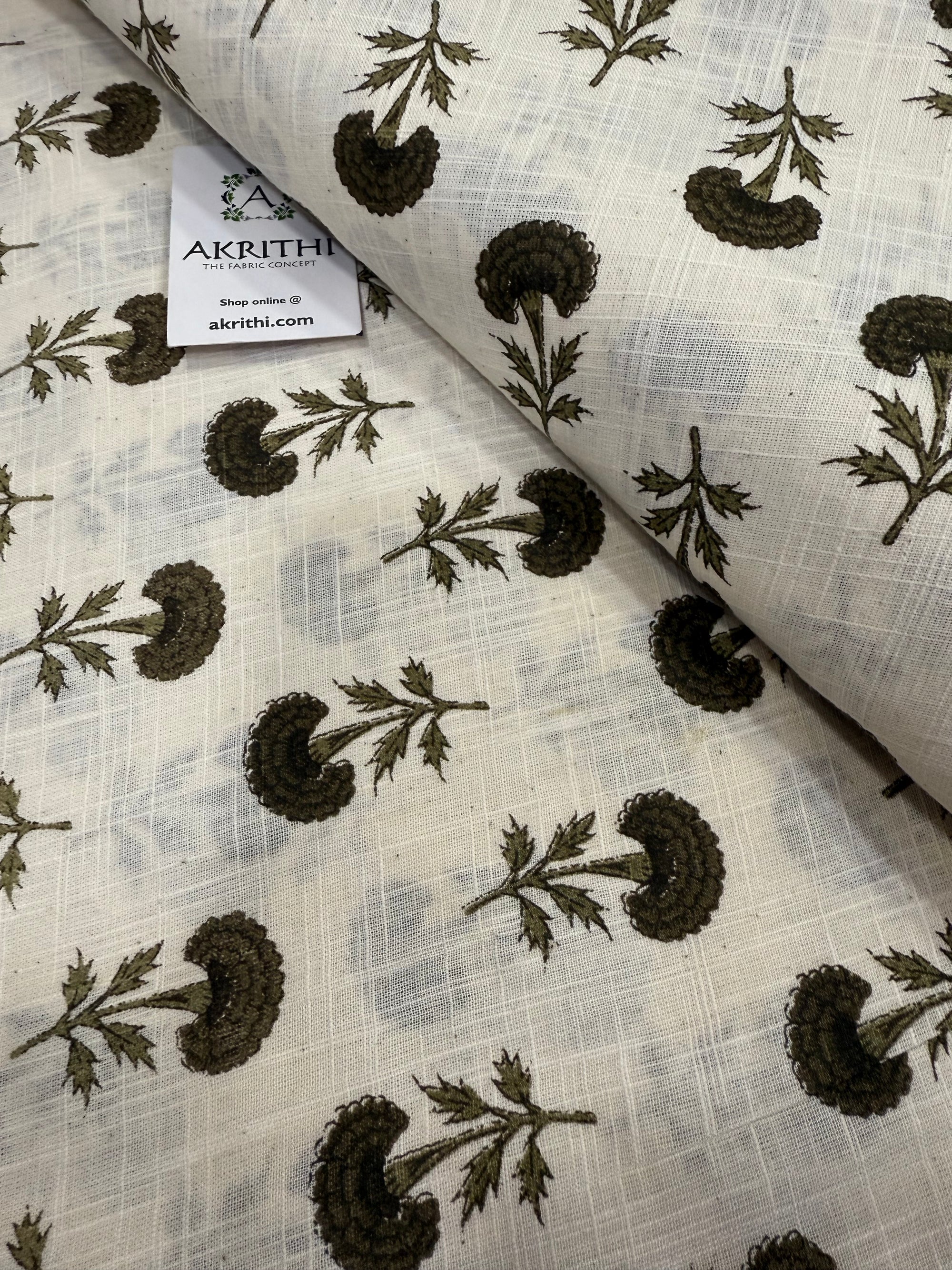 Printed pure slub cotton fabric