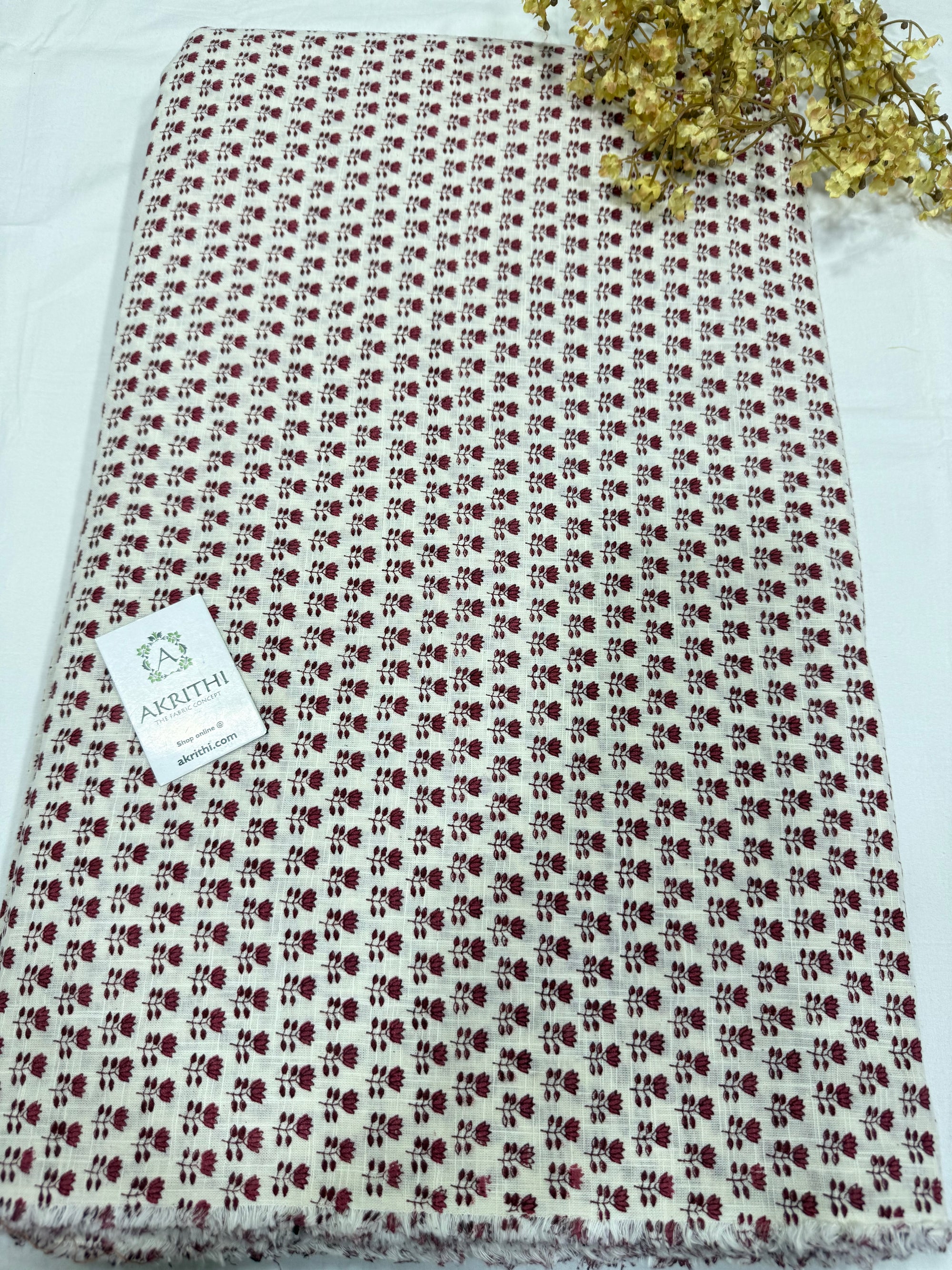Printed pure slub cotton fabric