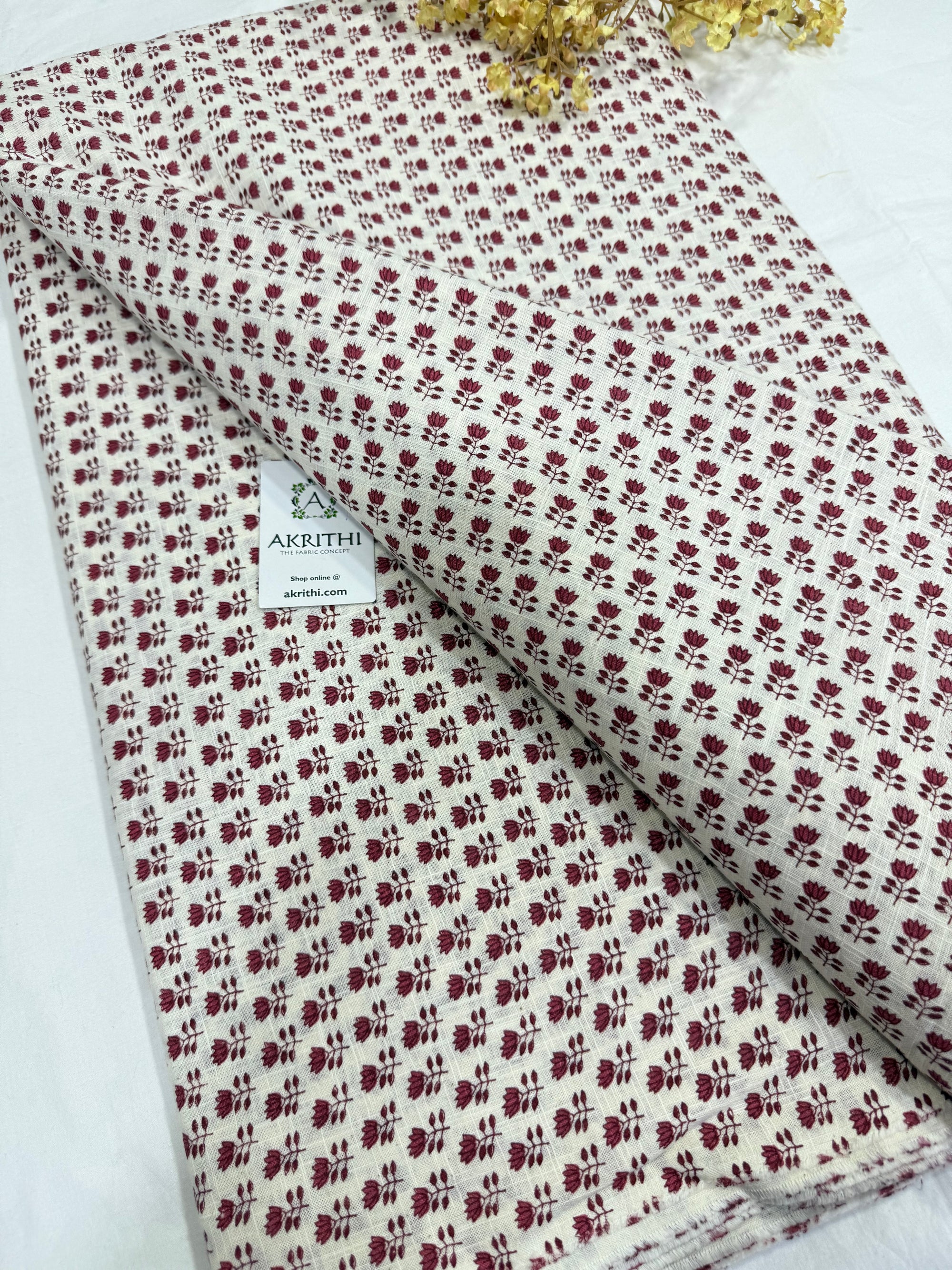 Printed pure slub cotton fabric