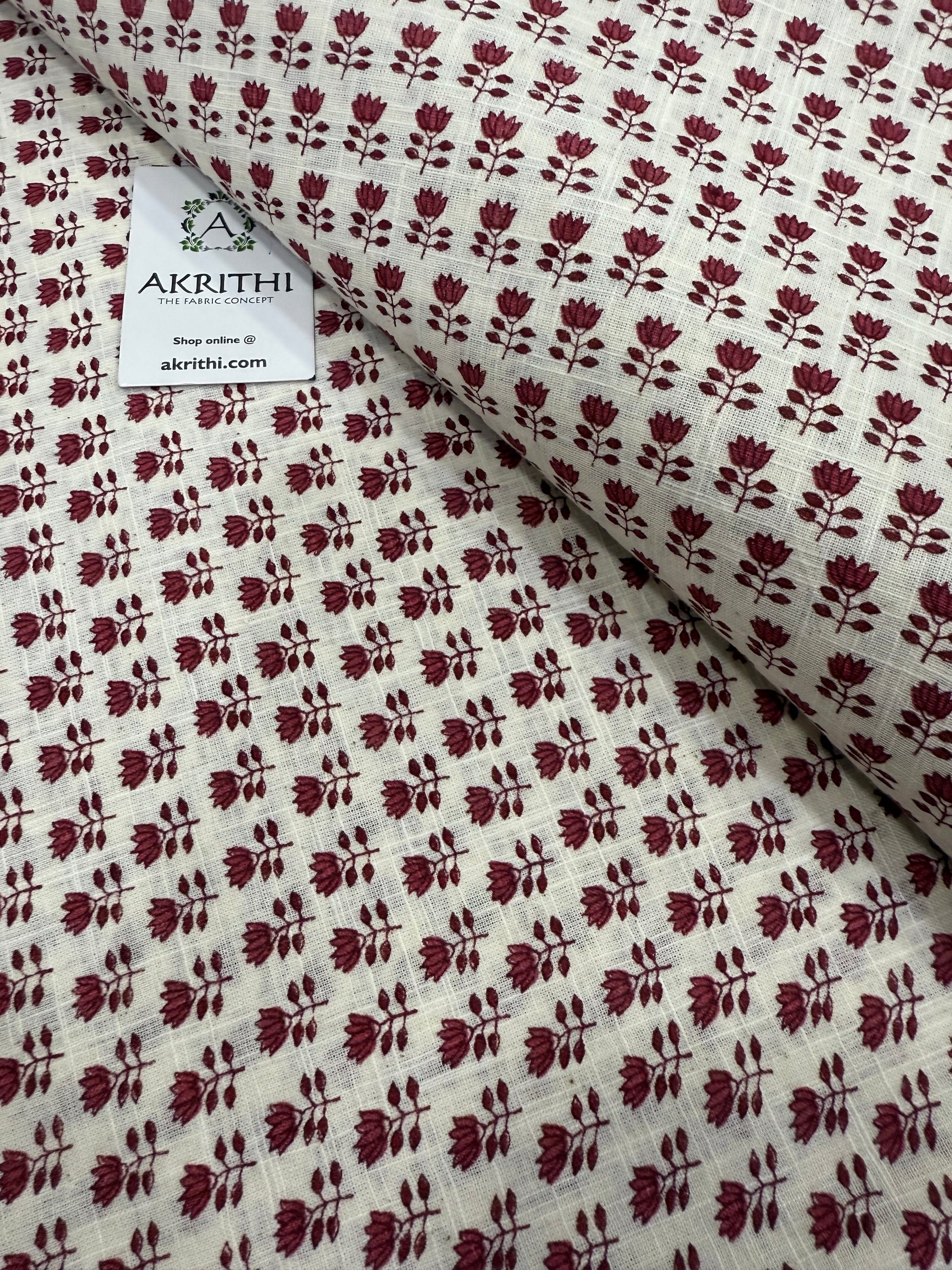 Printed pure slub cotton fabric