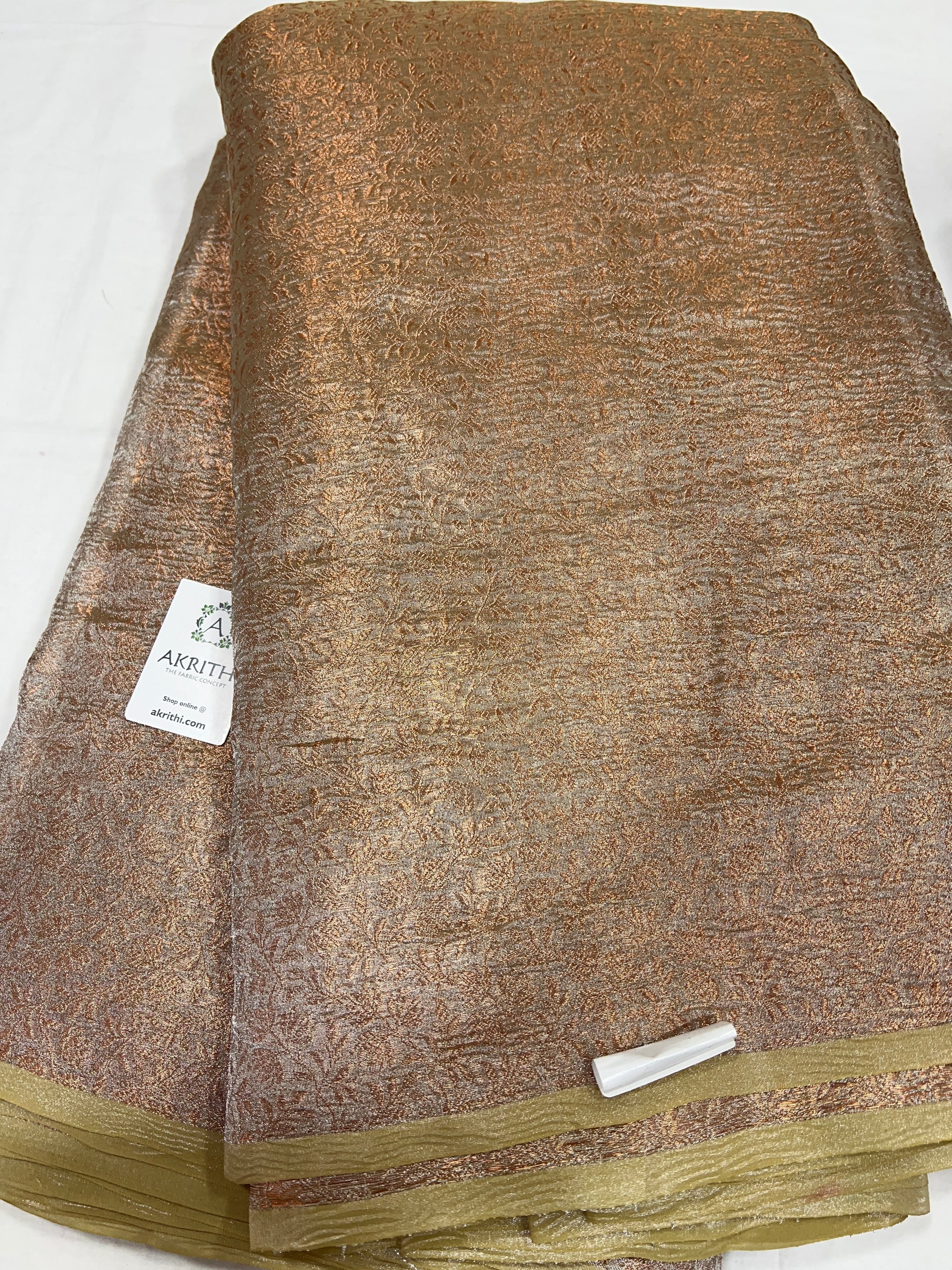 Crushed Copper Tissue Banarasi brocade fabric