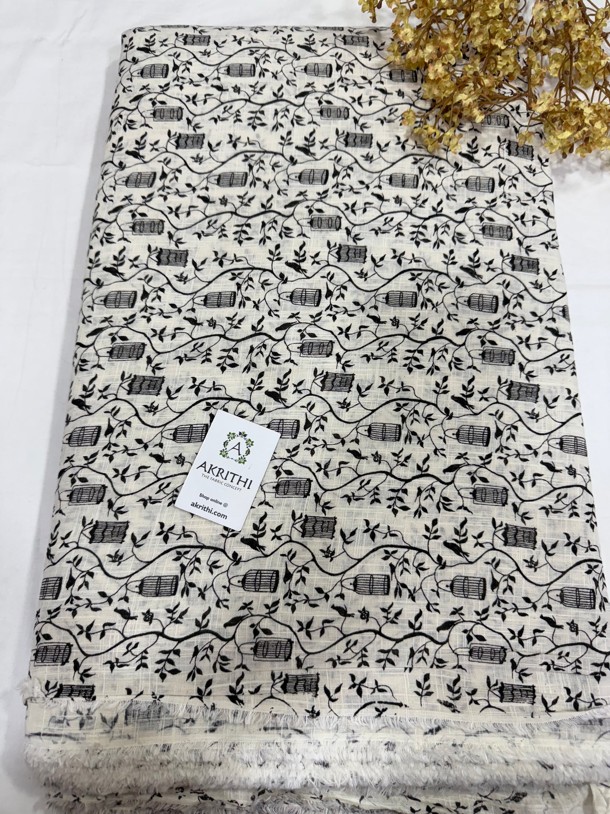 Printed pure slub cotton fabric