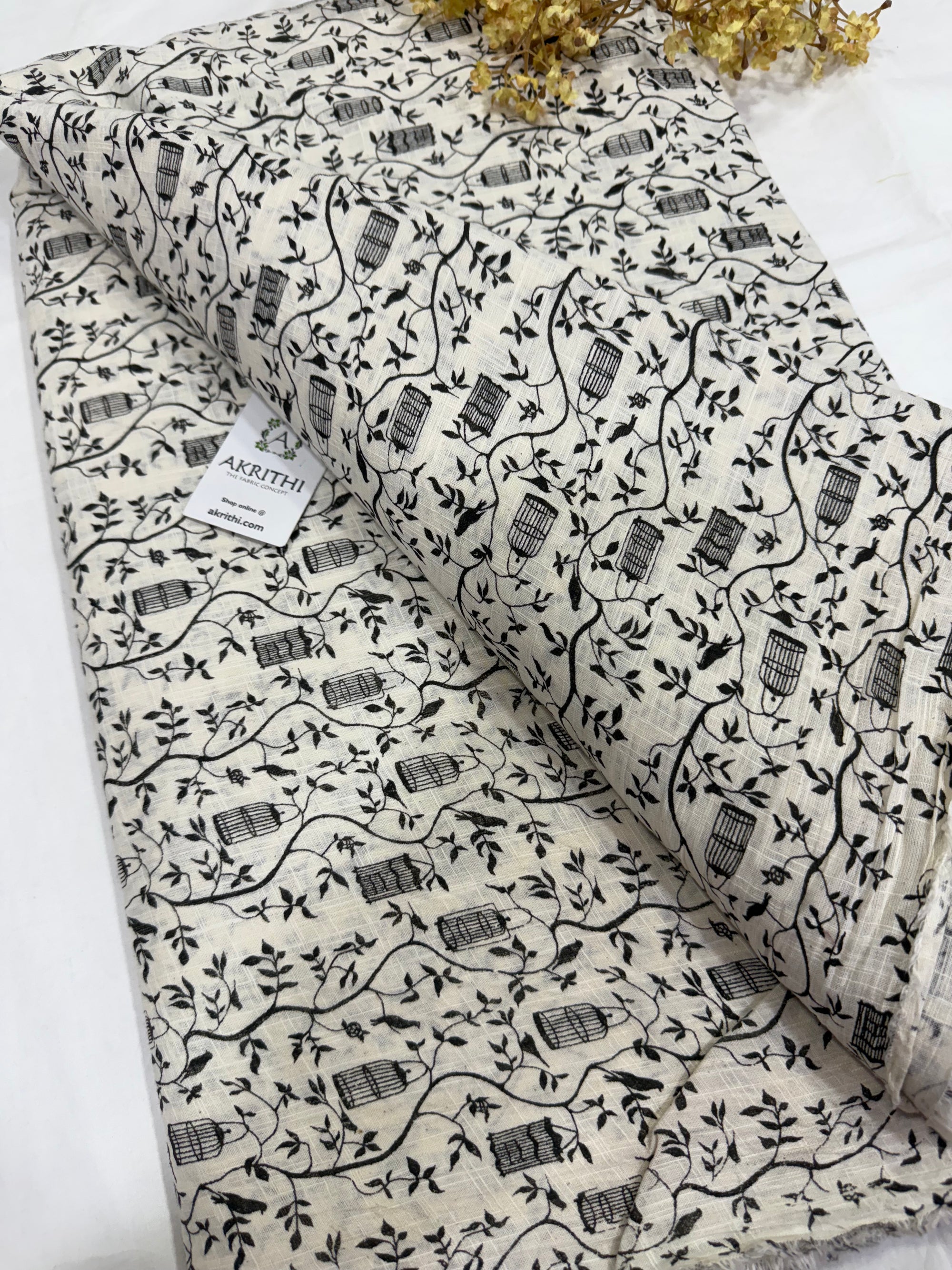 Printed pure slub cotton fabric