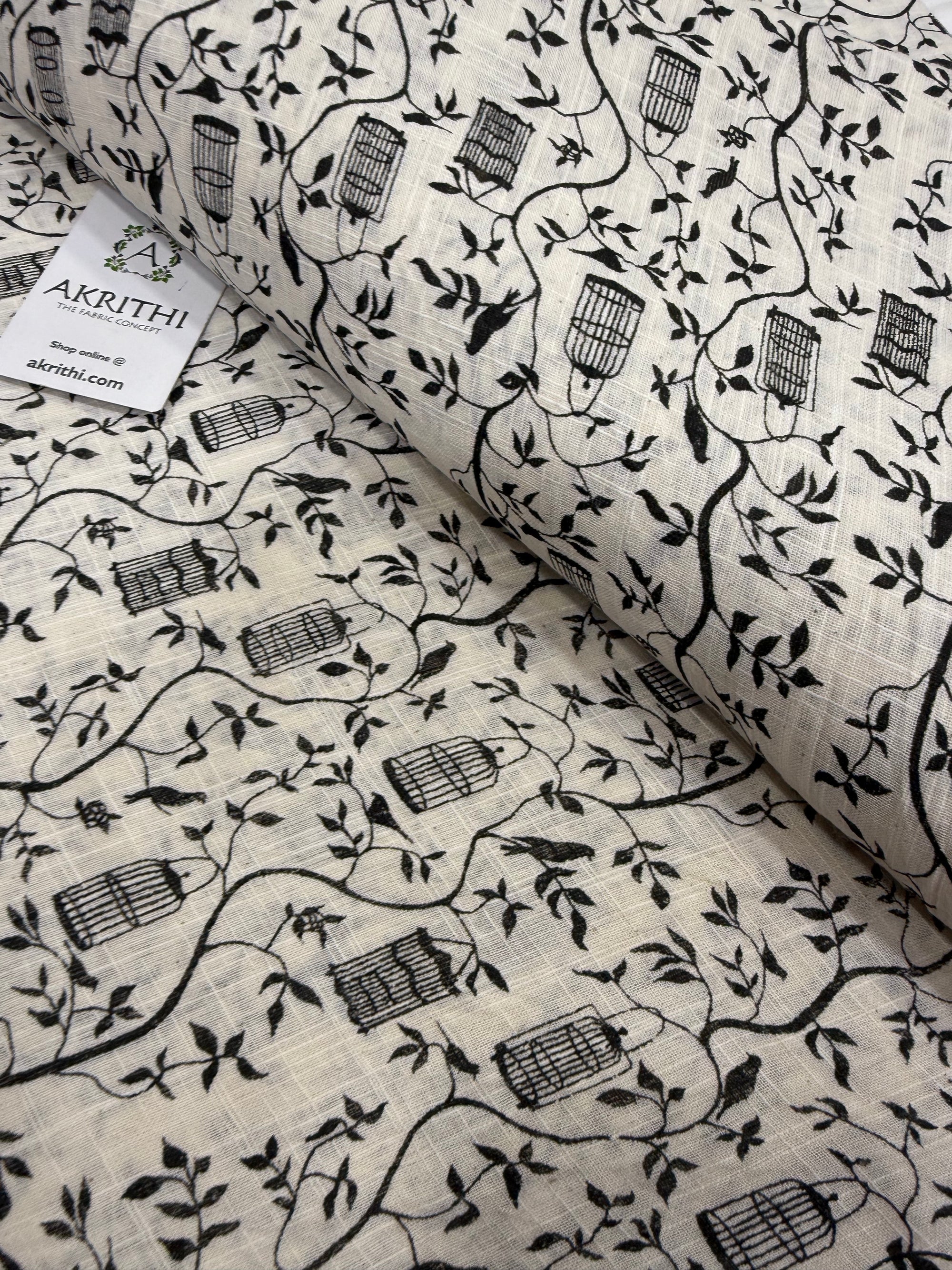 Printed pure slub cotton fabric