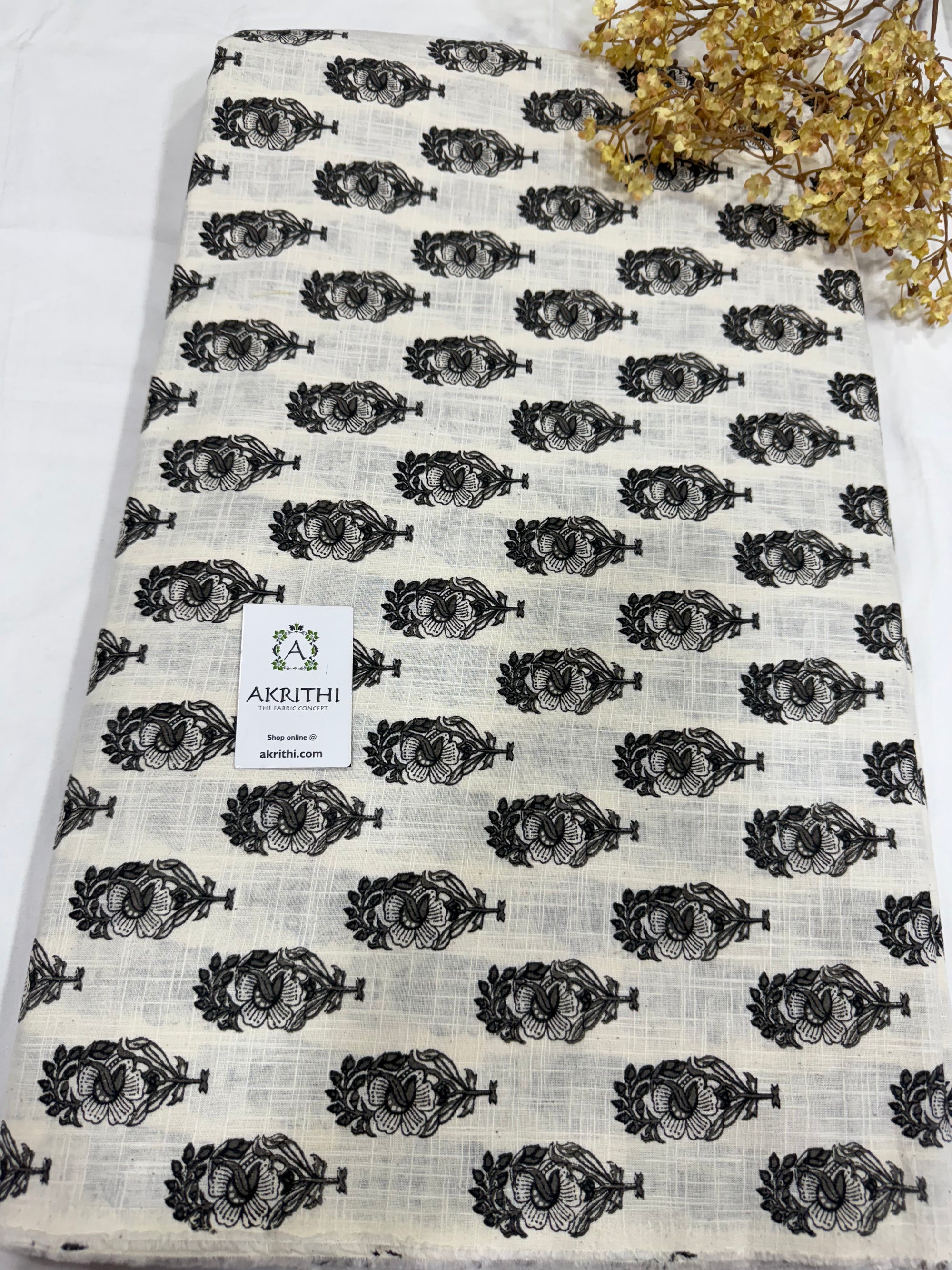Printed pure slub cotton fabric