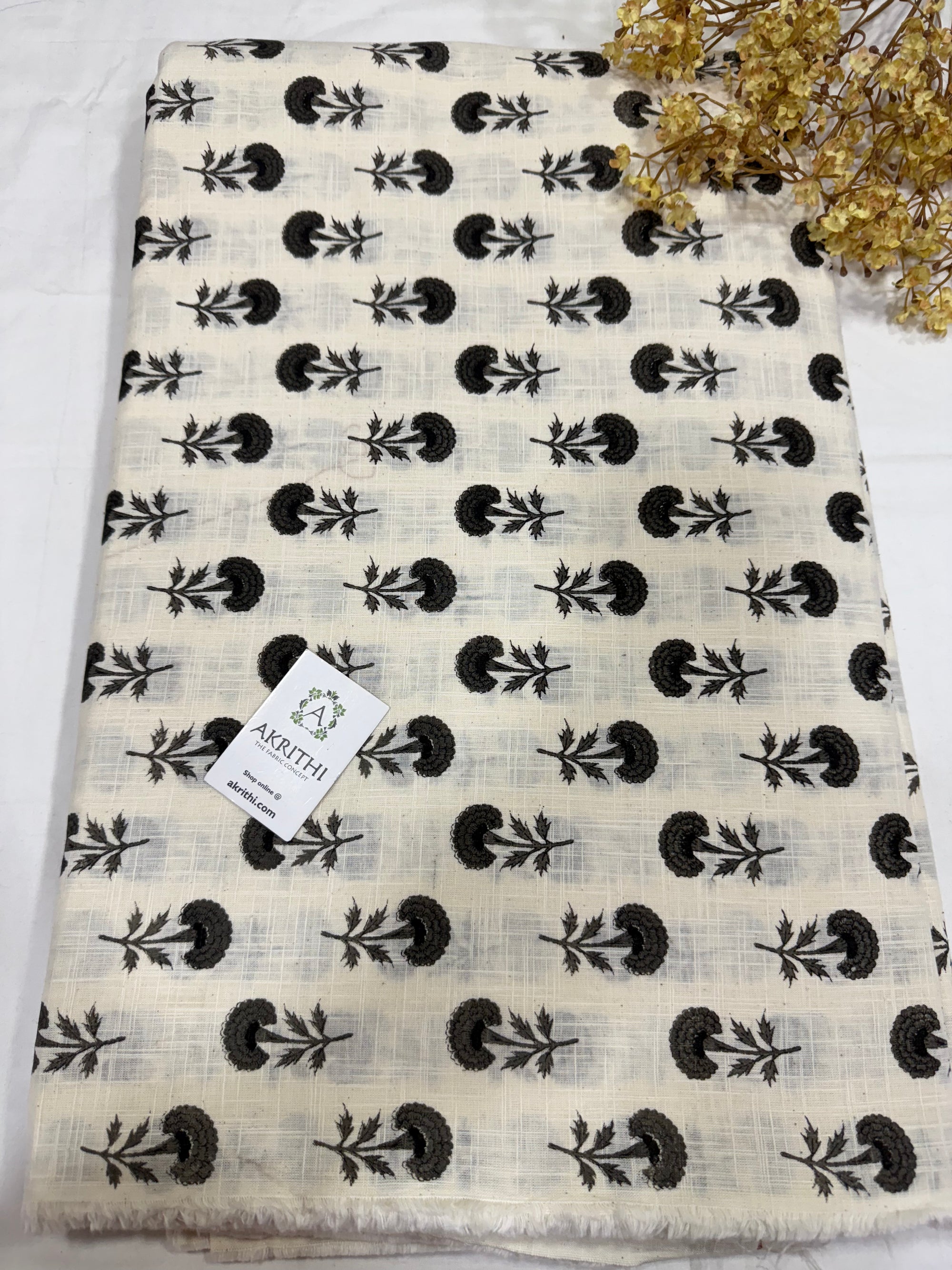 Printed pure slub cotton fabric