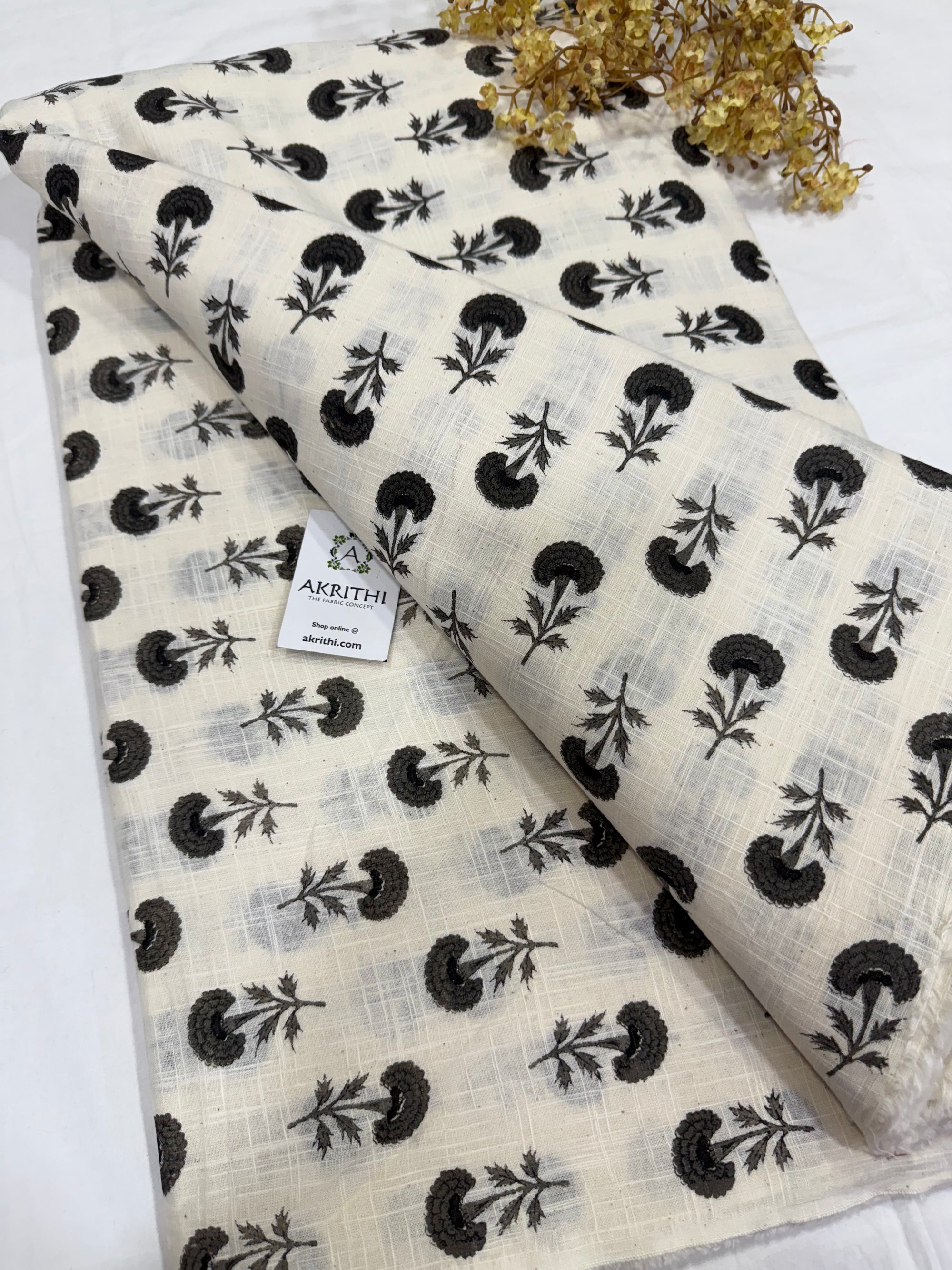 Printed pure slub cotton fabric