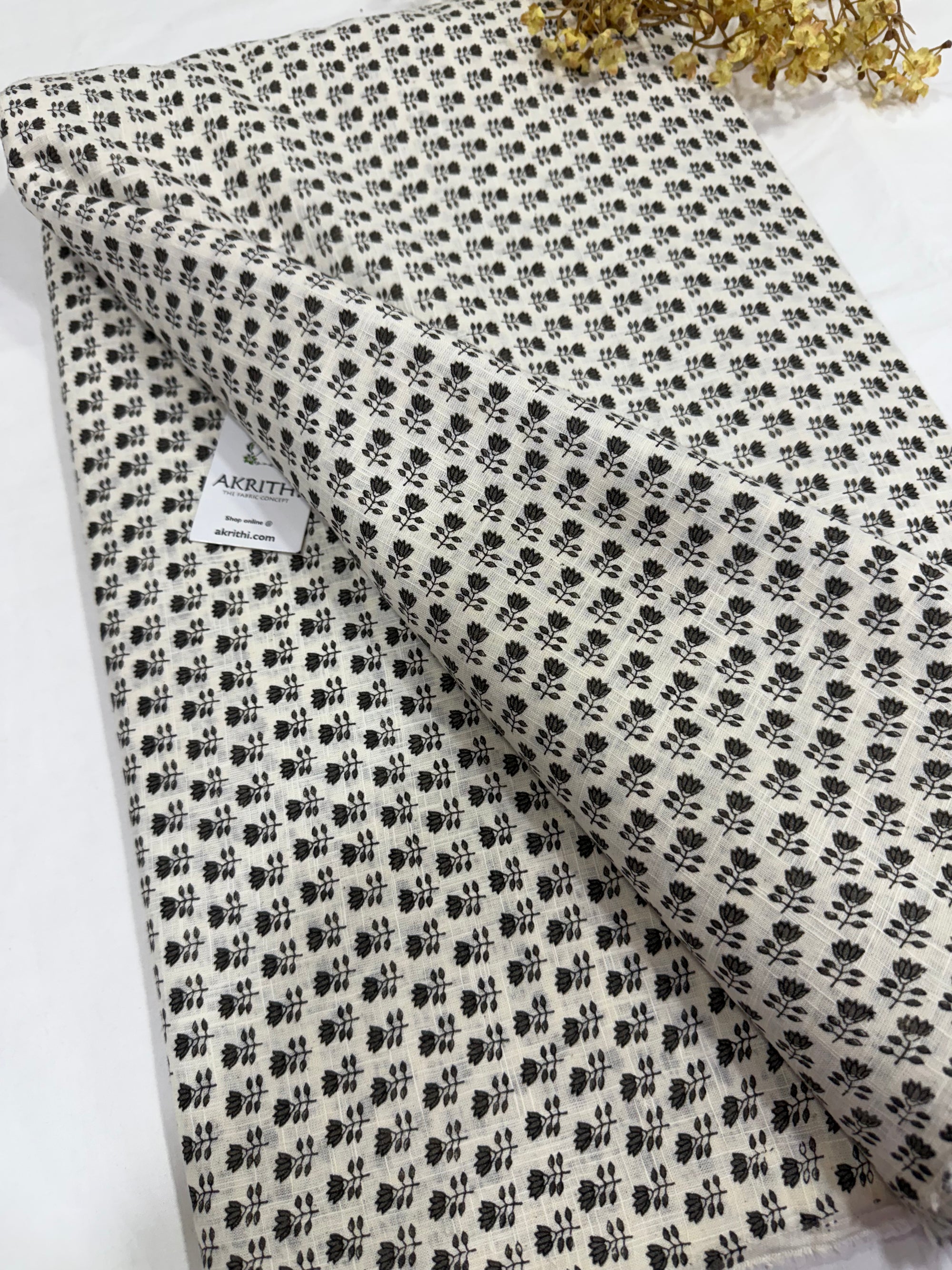 Printed pure slub cotton fabric