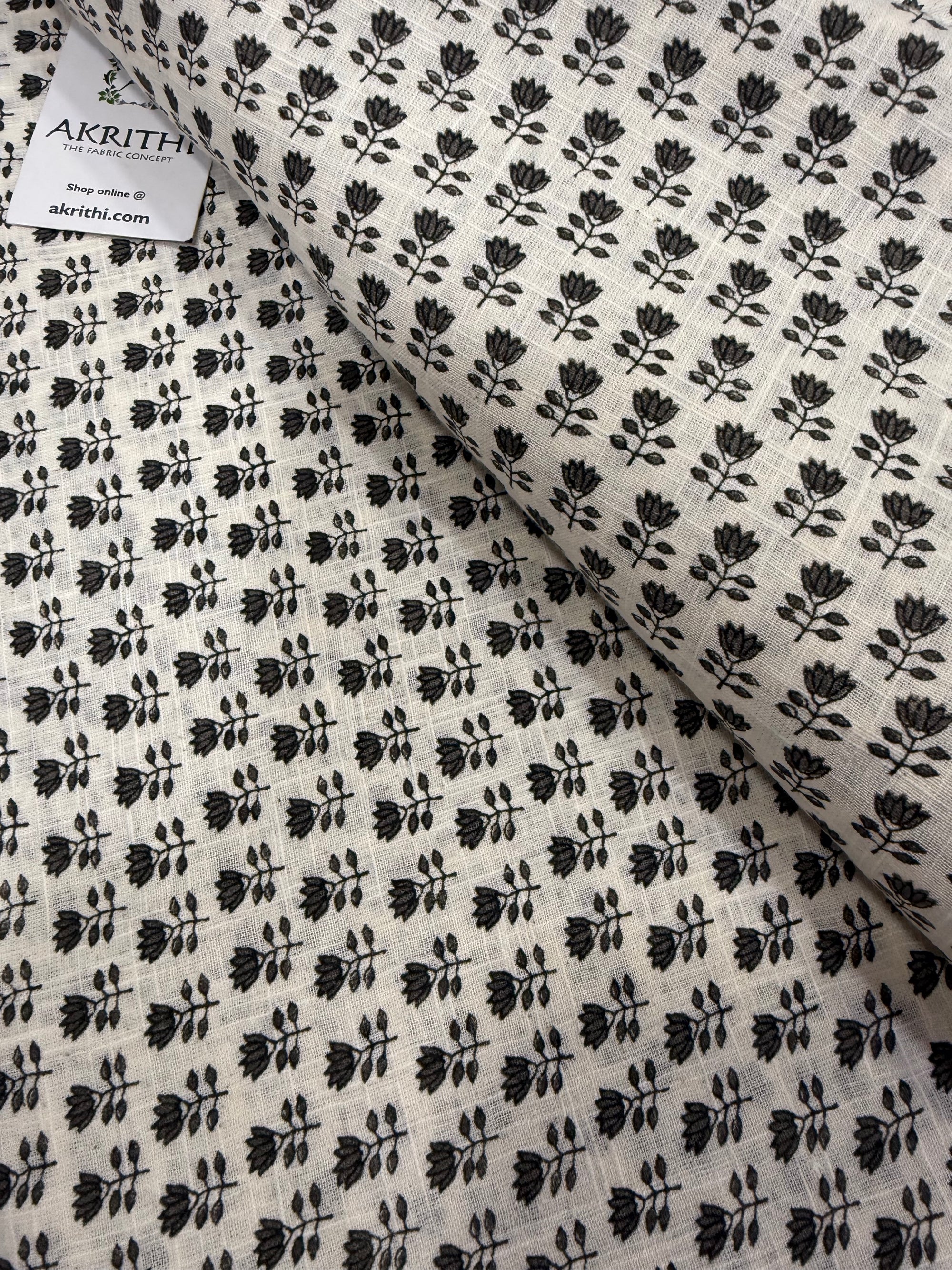 Printed pure slub cotton fabric