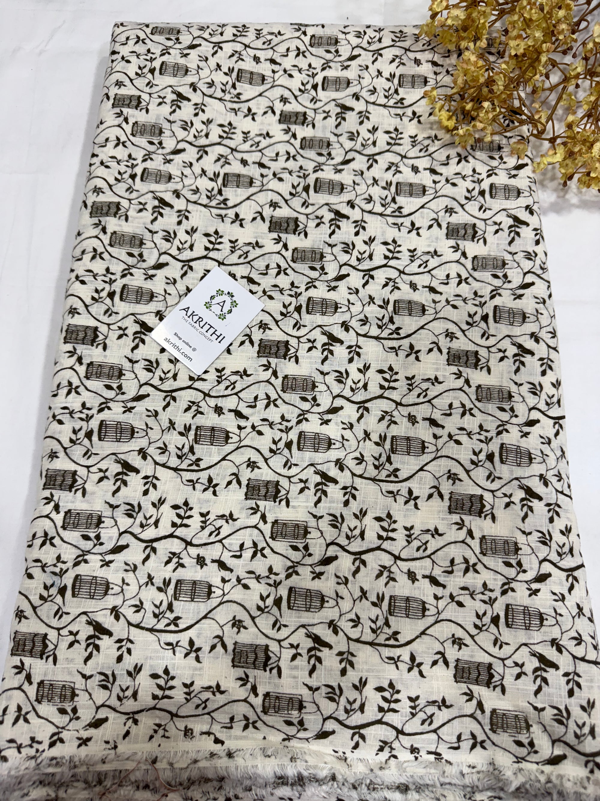Printed pure slub cotton fabric