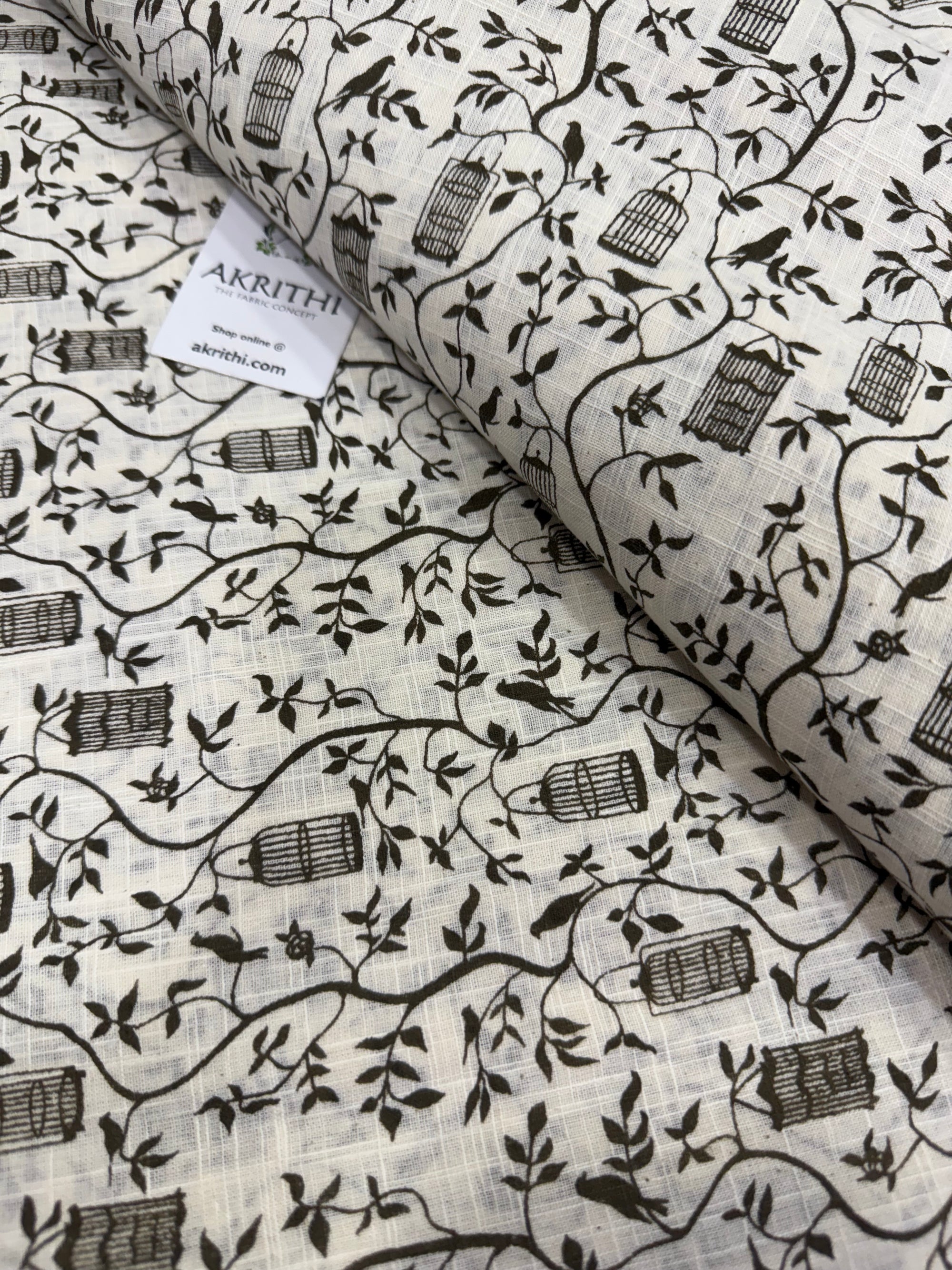 Printed pure slub cotton fabric