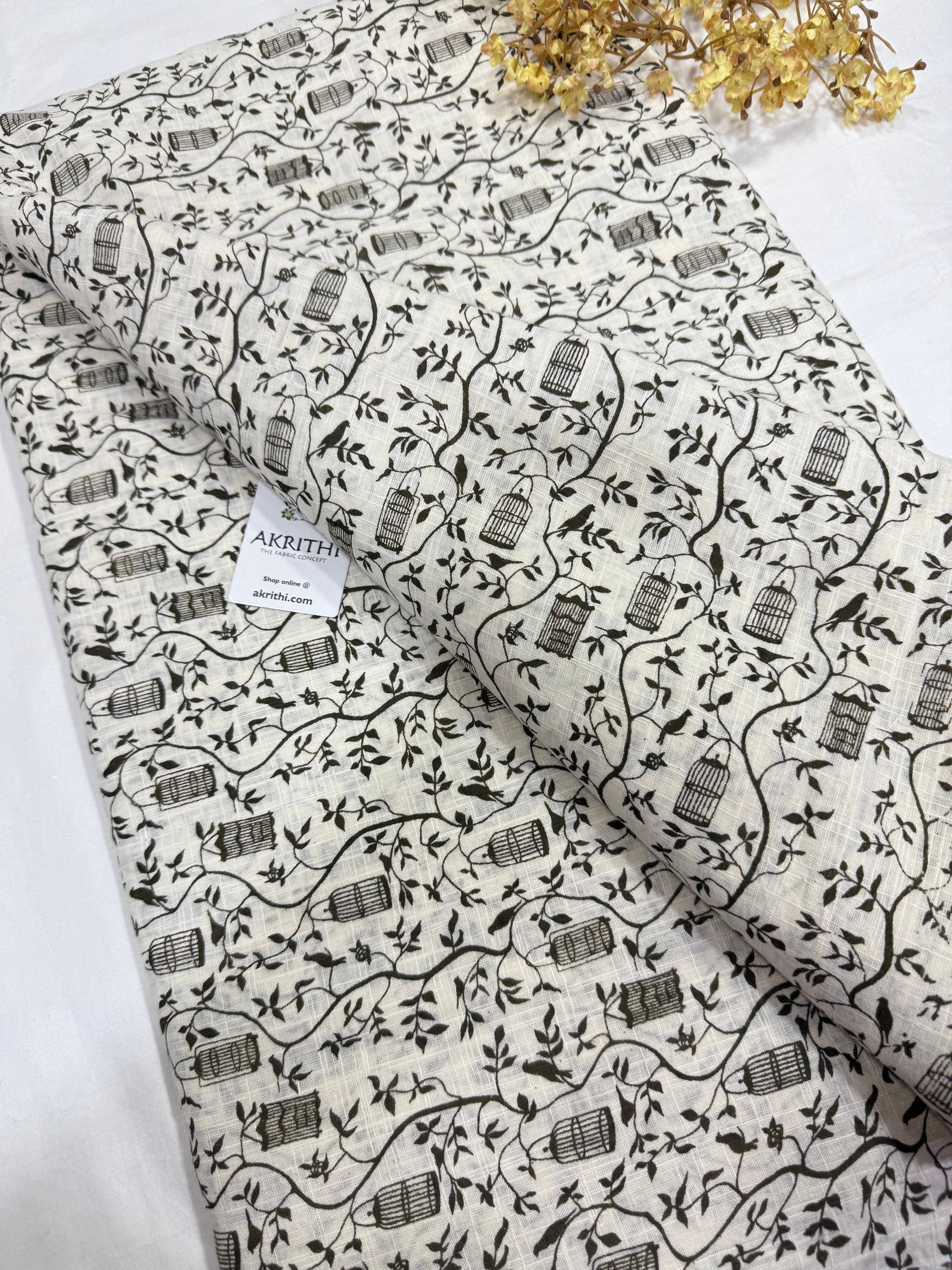 Printed pure slub cotton fabric