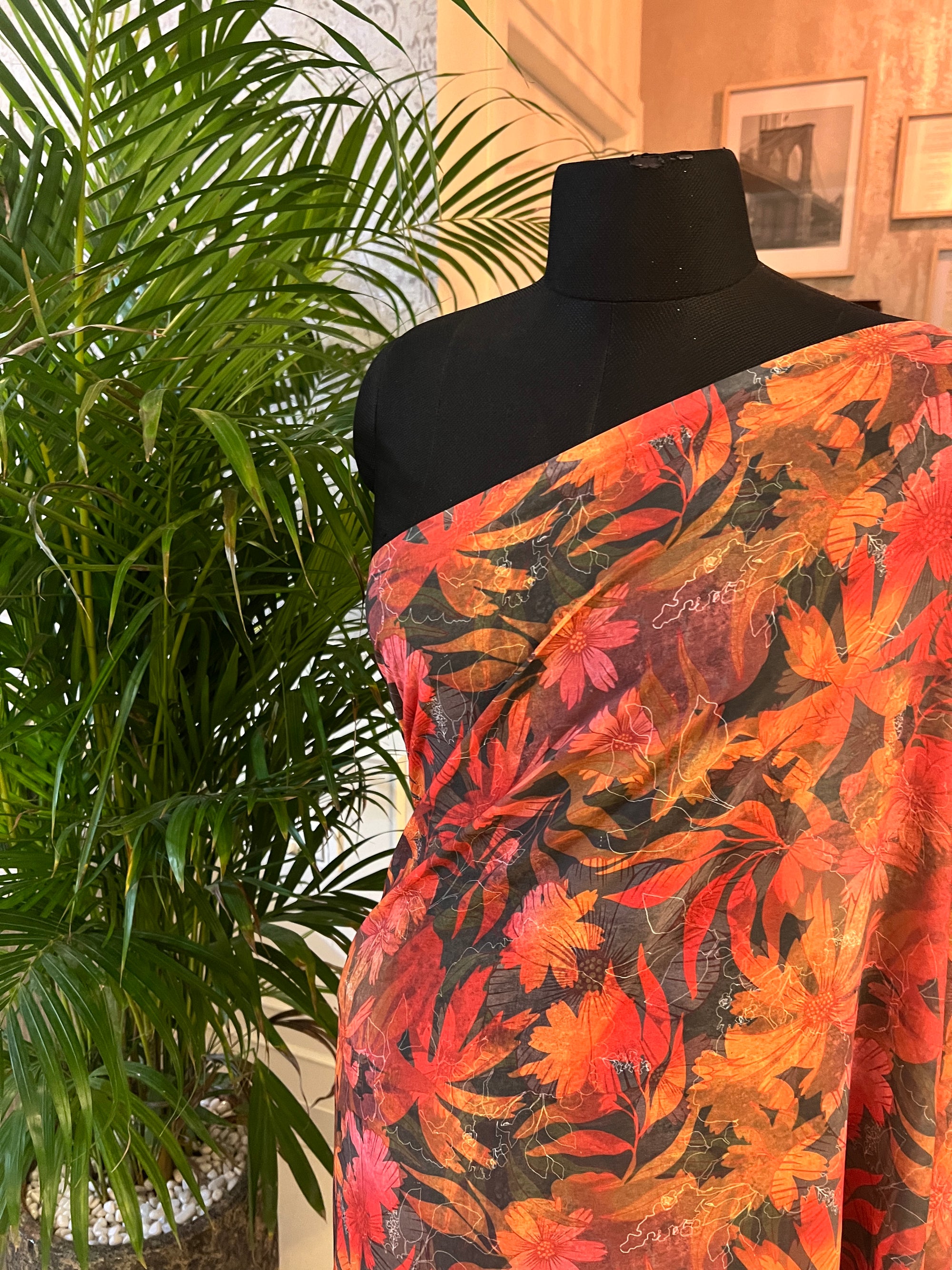 Digital printed georgette saree with blouse