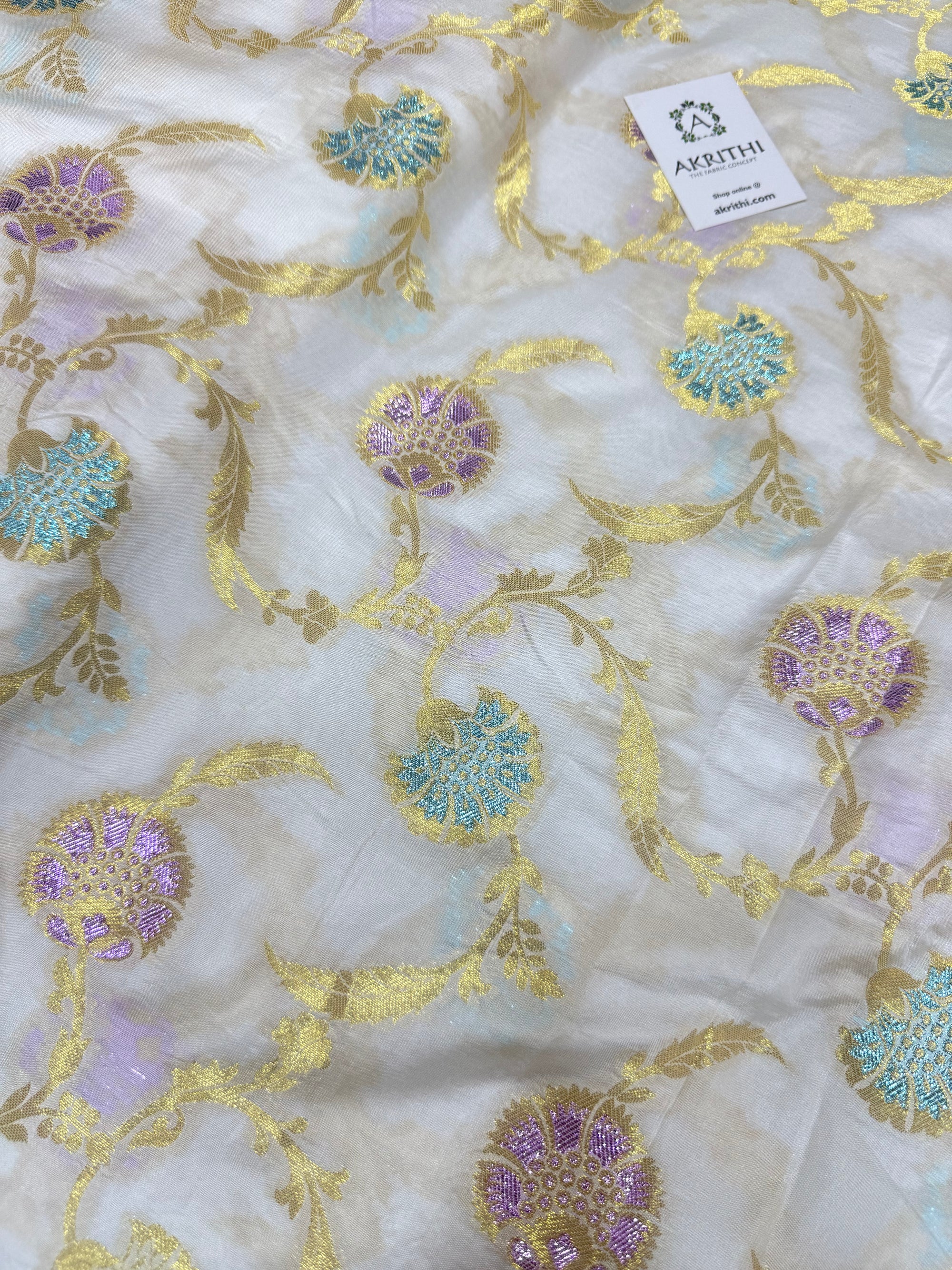 Dyeable Pure Banarasi Katan silk brocade fabric